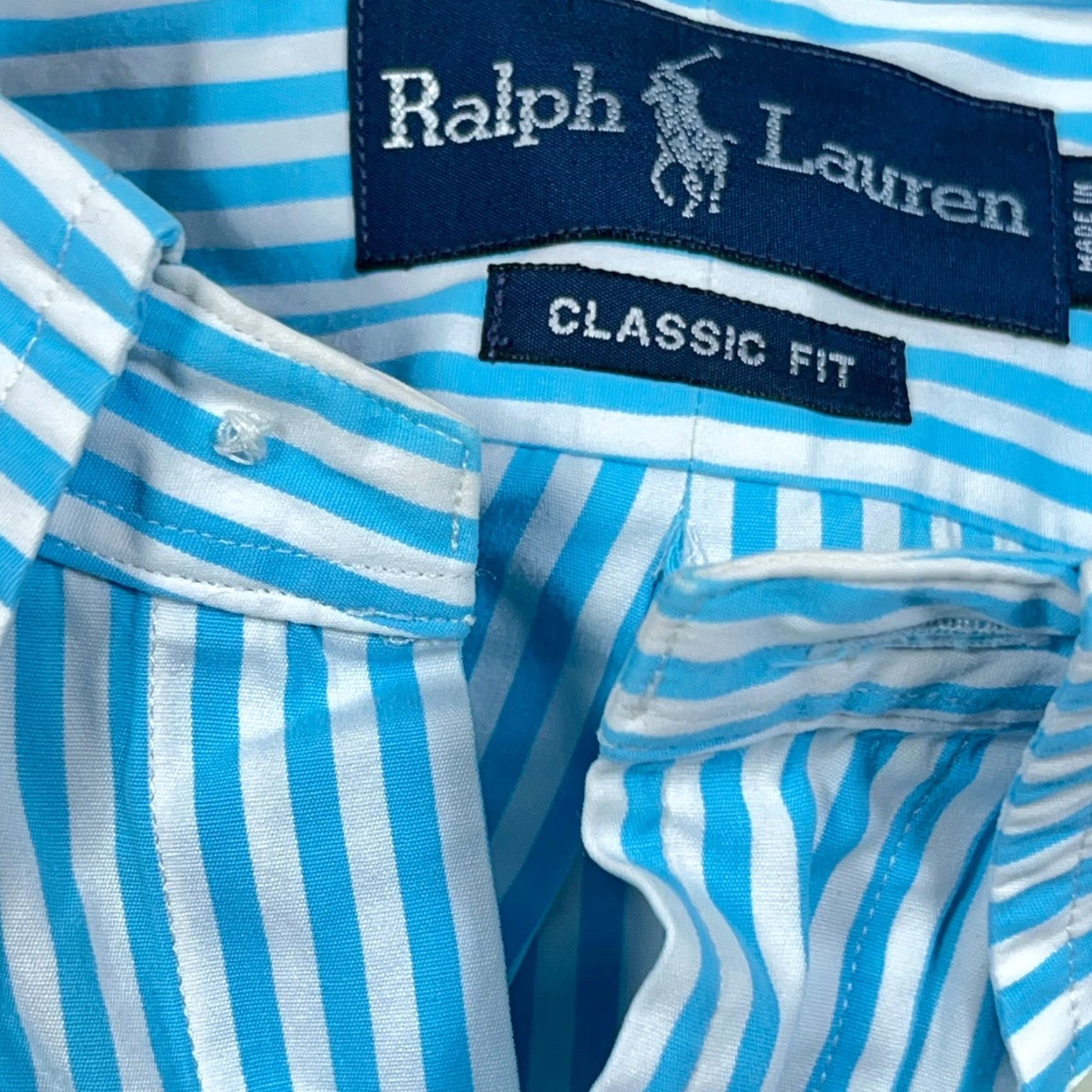 Ralph Lauren Ralph Lauren Shirt Men XXL 2XL Blue Striped Button-Up Poplin Classic Fit Size US XXL / EU 58 / 5 - 6 Thumbnail