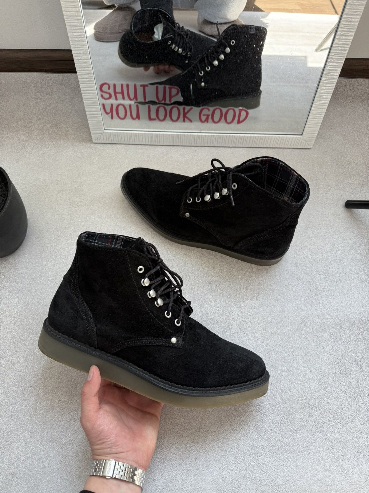Diesel Diesel Black Suede Chukka Boots Lace Up Casual Ankle Shoes Size US 10 / EU 43 - 3 Thumbnail