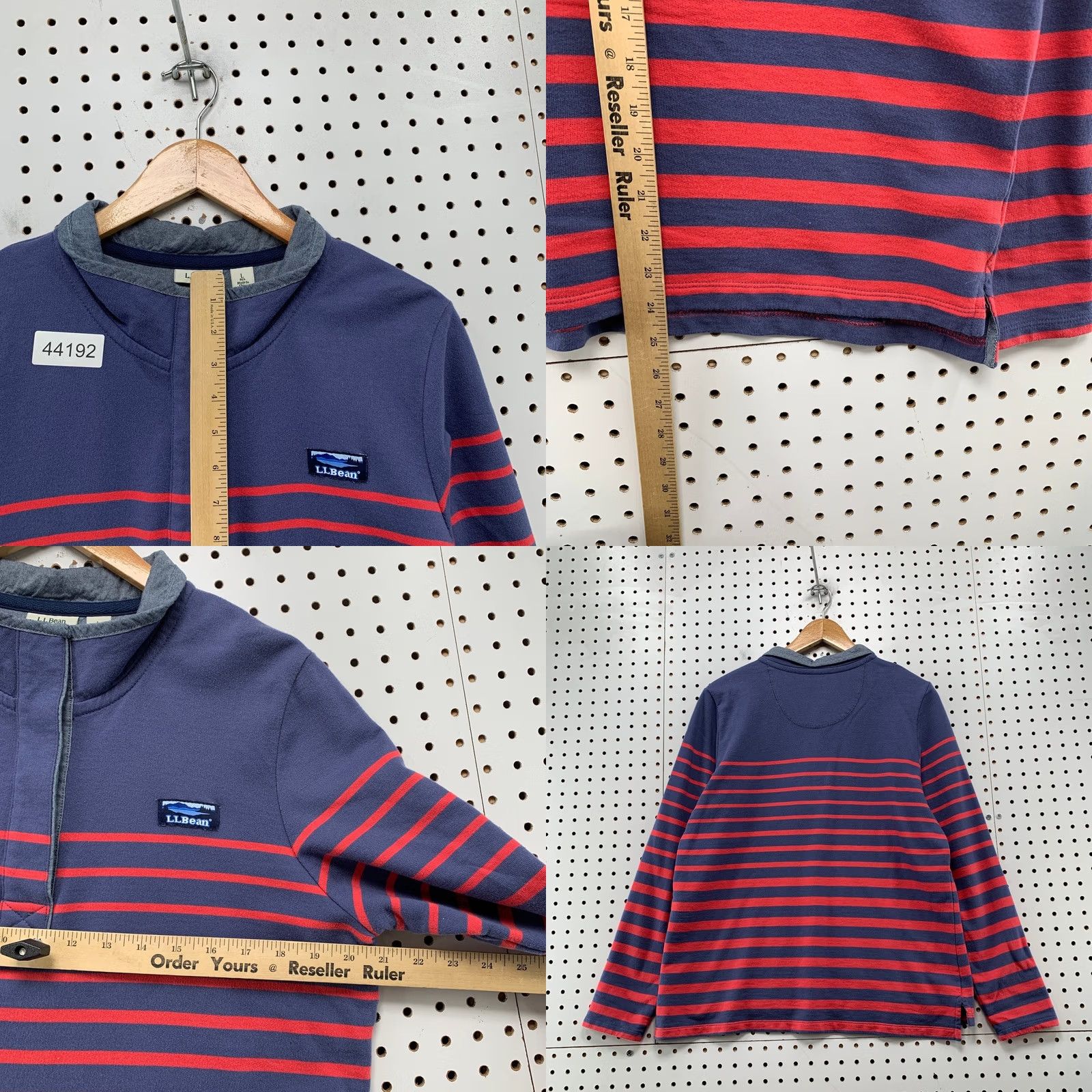 Vintage L.L.Bean Soft Cotton Rugby Henley Pullover Sweatshirt Womens Large Blue Red Size L / US 10 / IT 46 - 8 Thumbnail