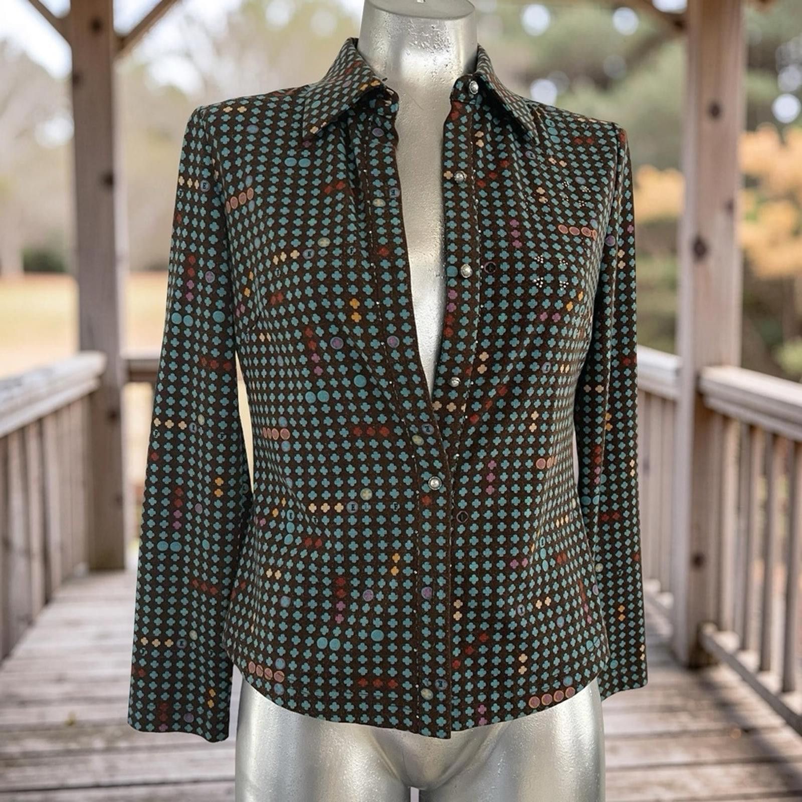 NBDN Nobrandedon Vintage Stylish Green Polka Dot Women's Jacket in size M Size M / US 6-8 / IT 42-44 - 1 Thumbnail
