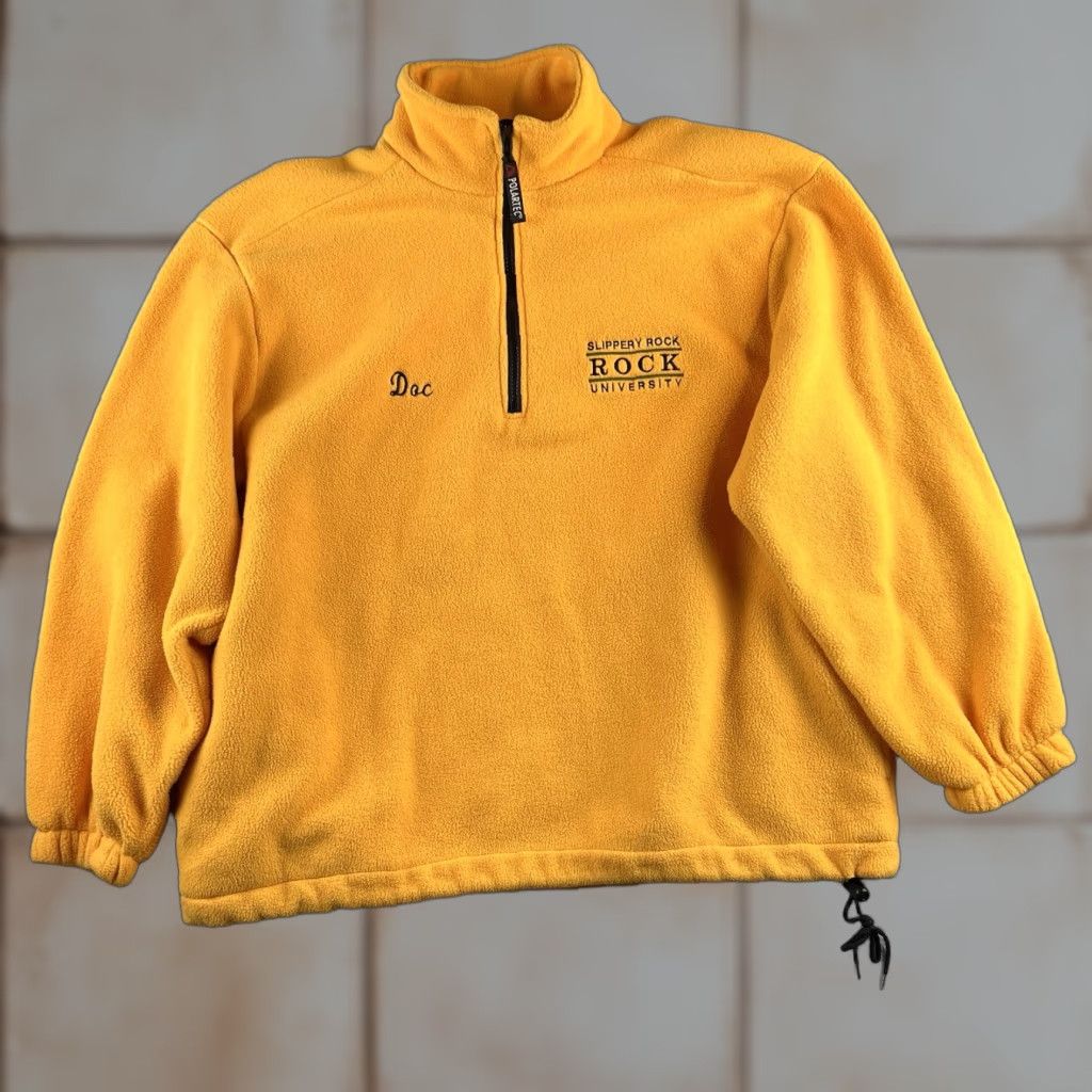 Vintage VTG Oarsman Pullover Sweatshirt Fleece 90s Slippery Rock U Mens XL Yellow USA Size US XL / EU 56 / 4 - 1 Thumbnail