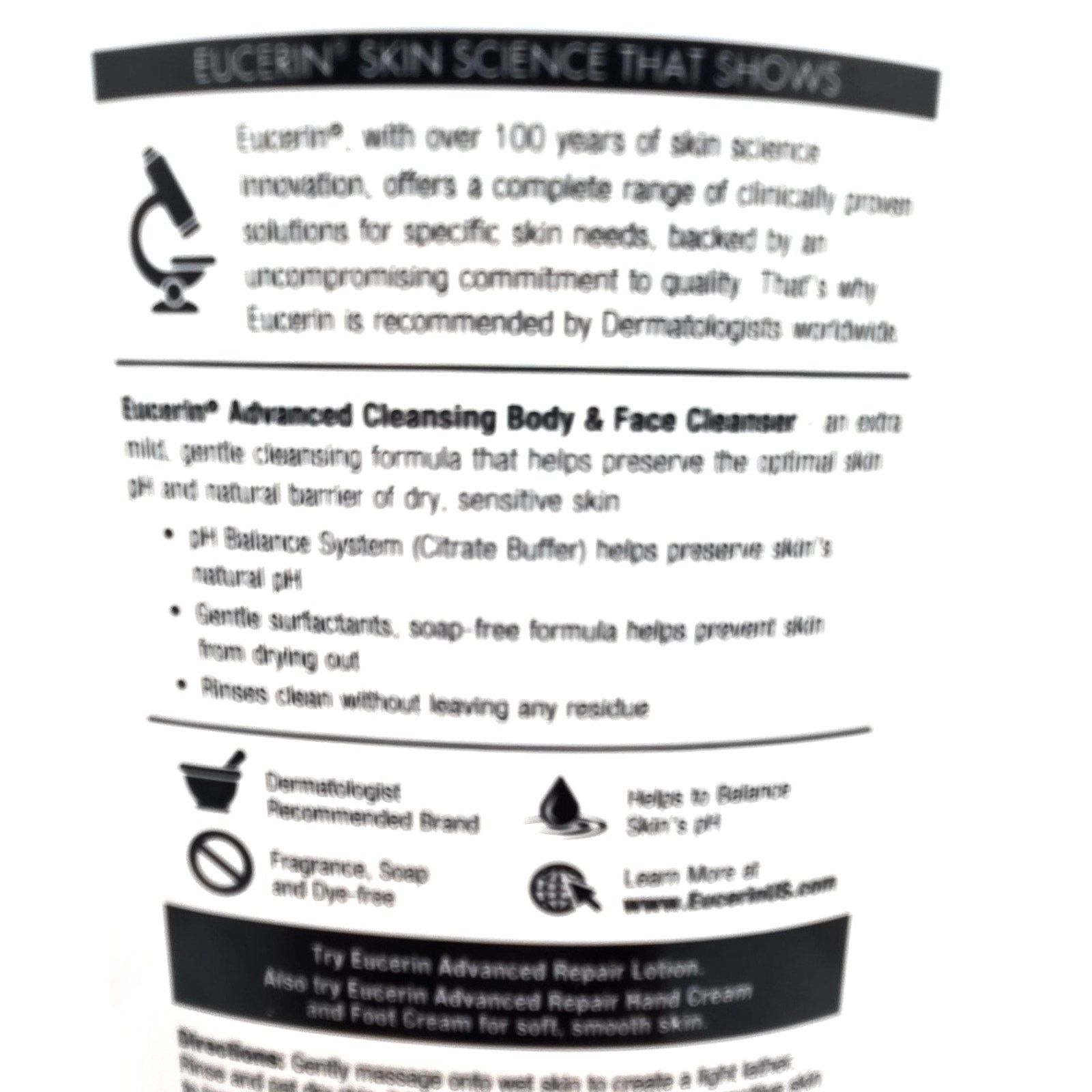 Other New Eucerin Advance Cleansing Body & Face Cleanser 3-pack Size ONE SIZE - 4 Thumbnail
