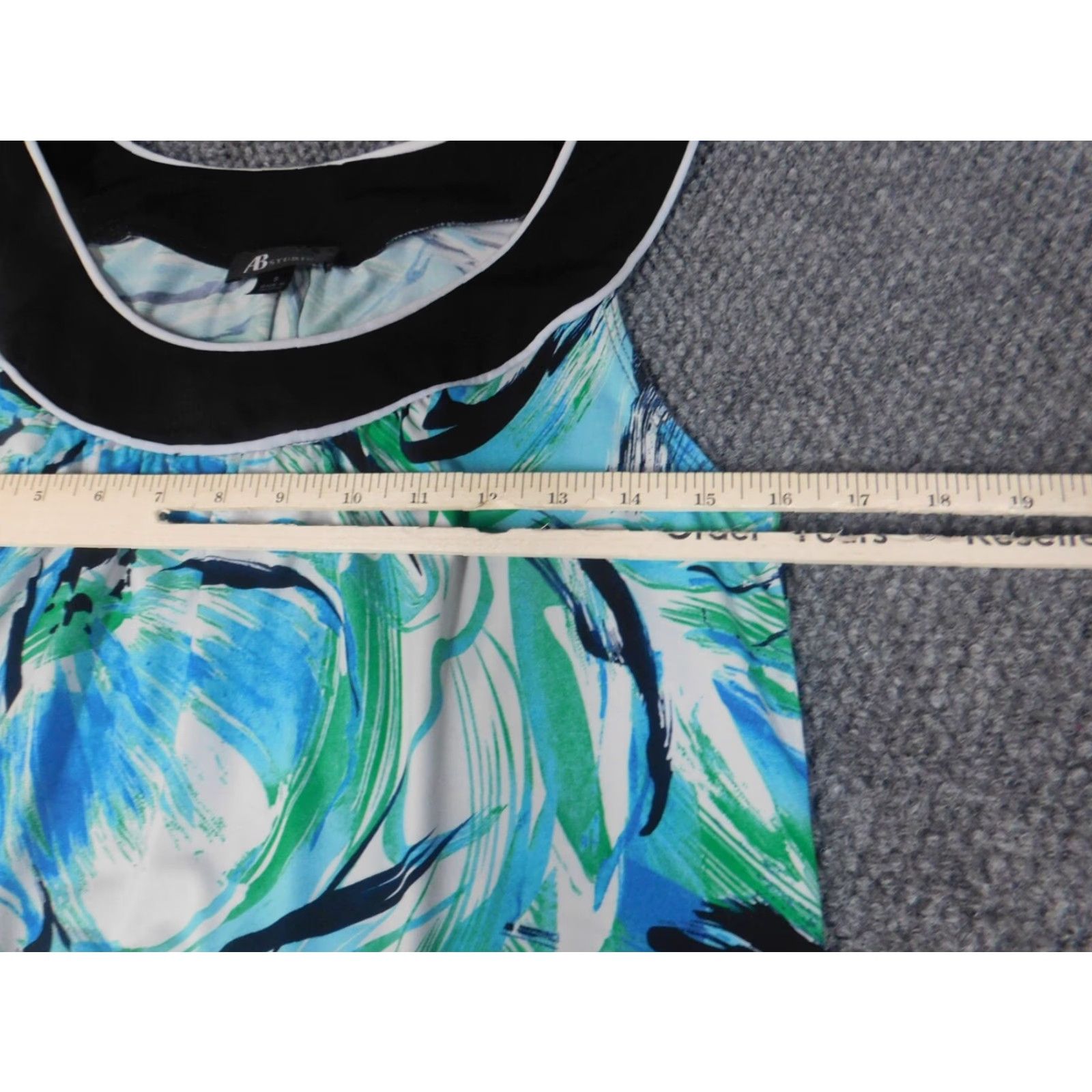 Vintage AB Studio Womens Blouse Small blue floral stretch pullover Size S / US 4 / IT 40 - 4 Thumbnail