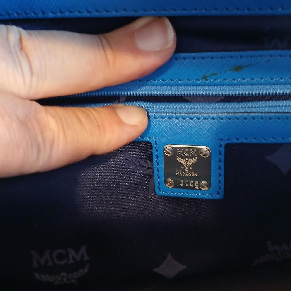 MCM MCM Saffiano Leather Handbag Two-Tone Blue Size ONE SIZE - 8 Thumbnail