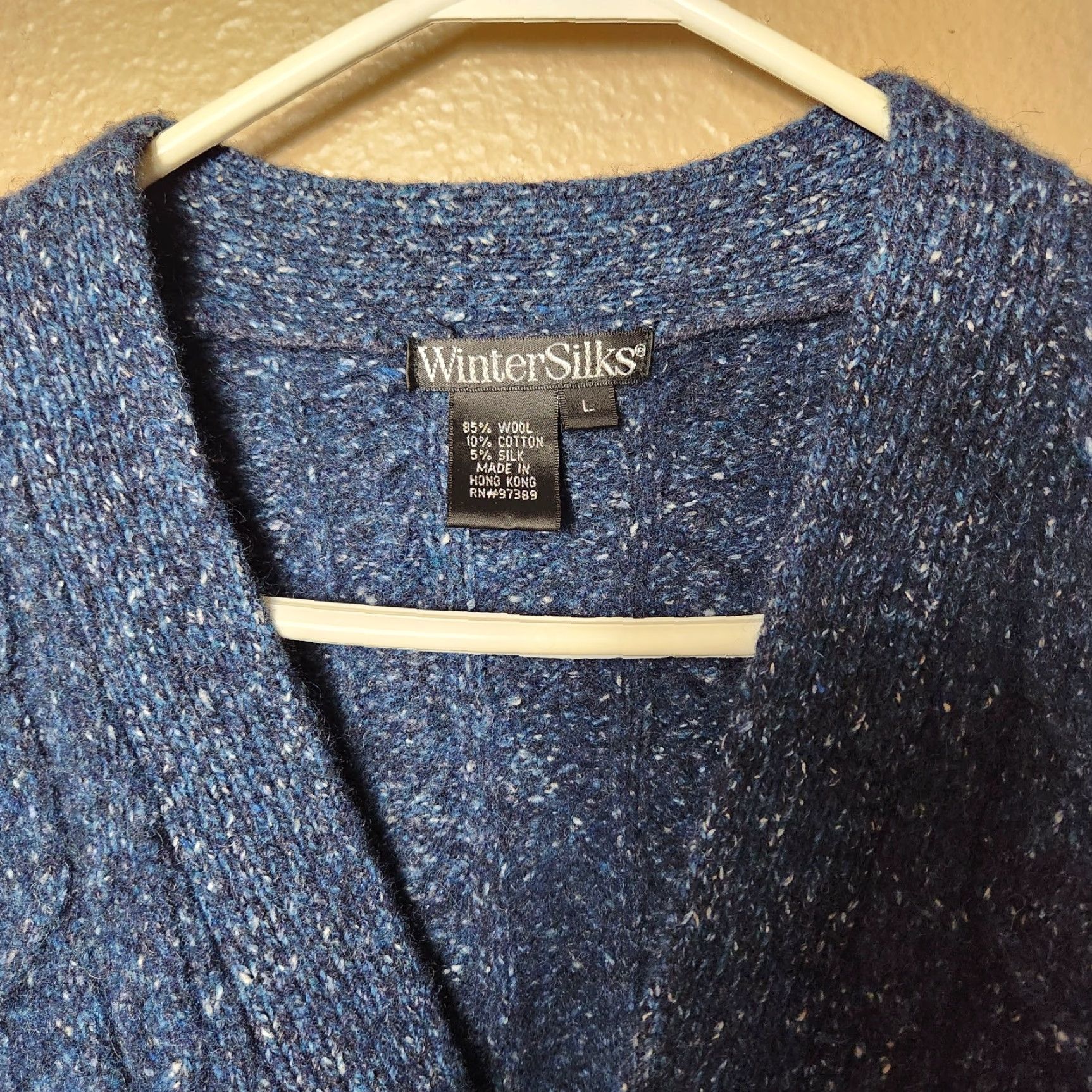 Vintage VINTAGE WinterSilks Cardigan Wool Blend Cable Knit V-Neck Grandpa Blue L Womens Size L / US 10 / IT 46 - 3 Thumbnail