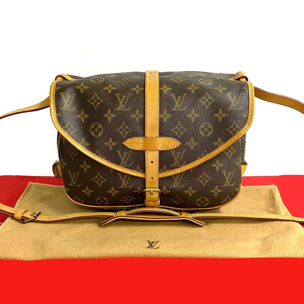 Louis Vuitton Shoulder Bag Brown Leather