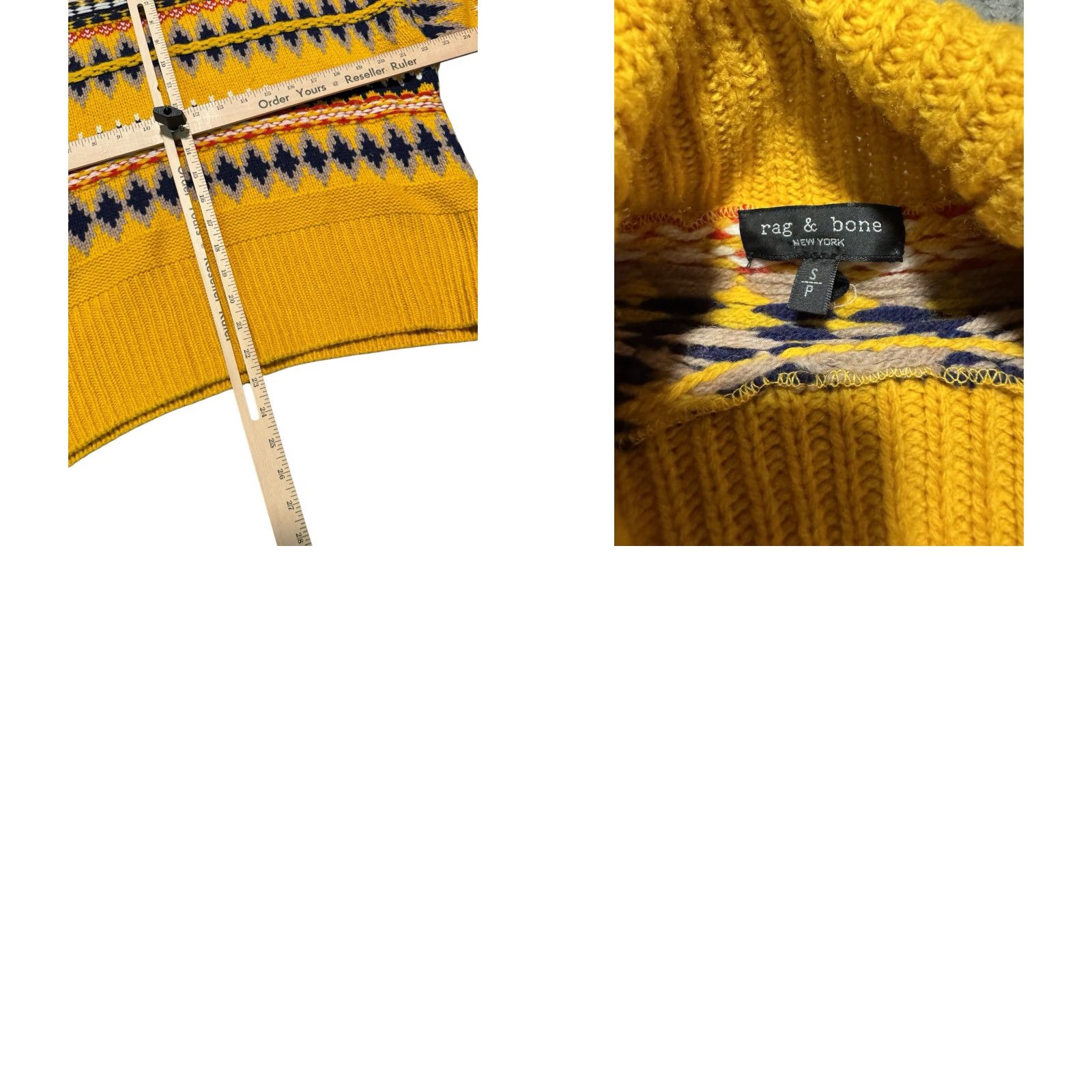 Rag & Bone RAG & BONE Wool Willow Fair Isle Yellow Turtleneck Sweater Size Small Size S / US 4 / IT 40 - 9 Thumbnail
