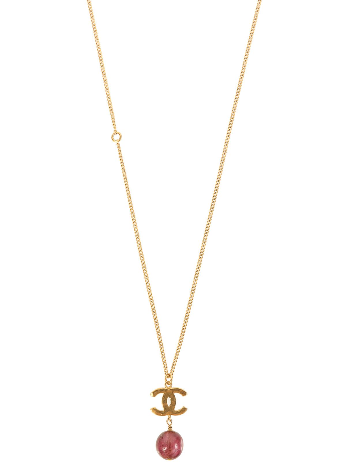image of Chanel 2012 Made Cc Mark Stone Swing Necklace Purple in Grey, Women's