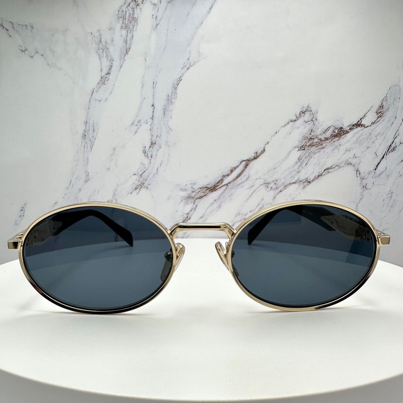 Prada New PRADA Sunglasses Metal Oval Black PRADA Symbole Logo Size ONE SIZE - 3 Thumbnail