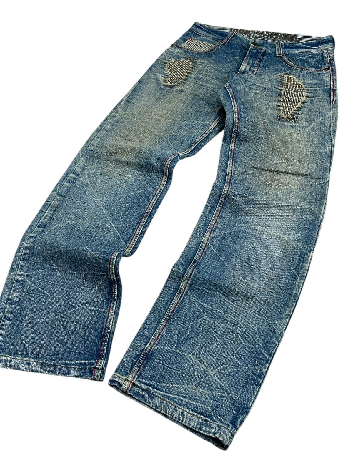 Japanese Brand Jack Serika Japan Denim Light Wash Mud Clawn Distressed Size US 31 - 3 Thumbnail