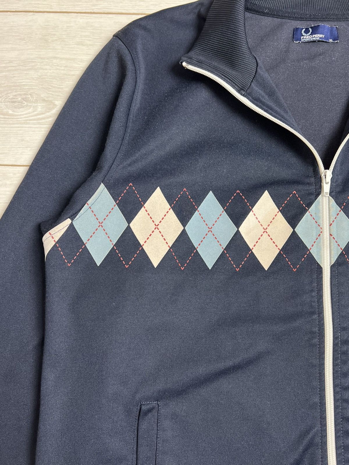 Fred Perry Fred Perry Argyle Track Jacket Navy Size US XL / EU 56 / 4 - 5 Thumbnail
