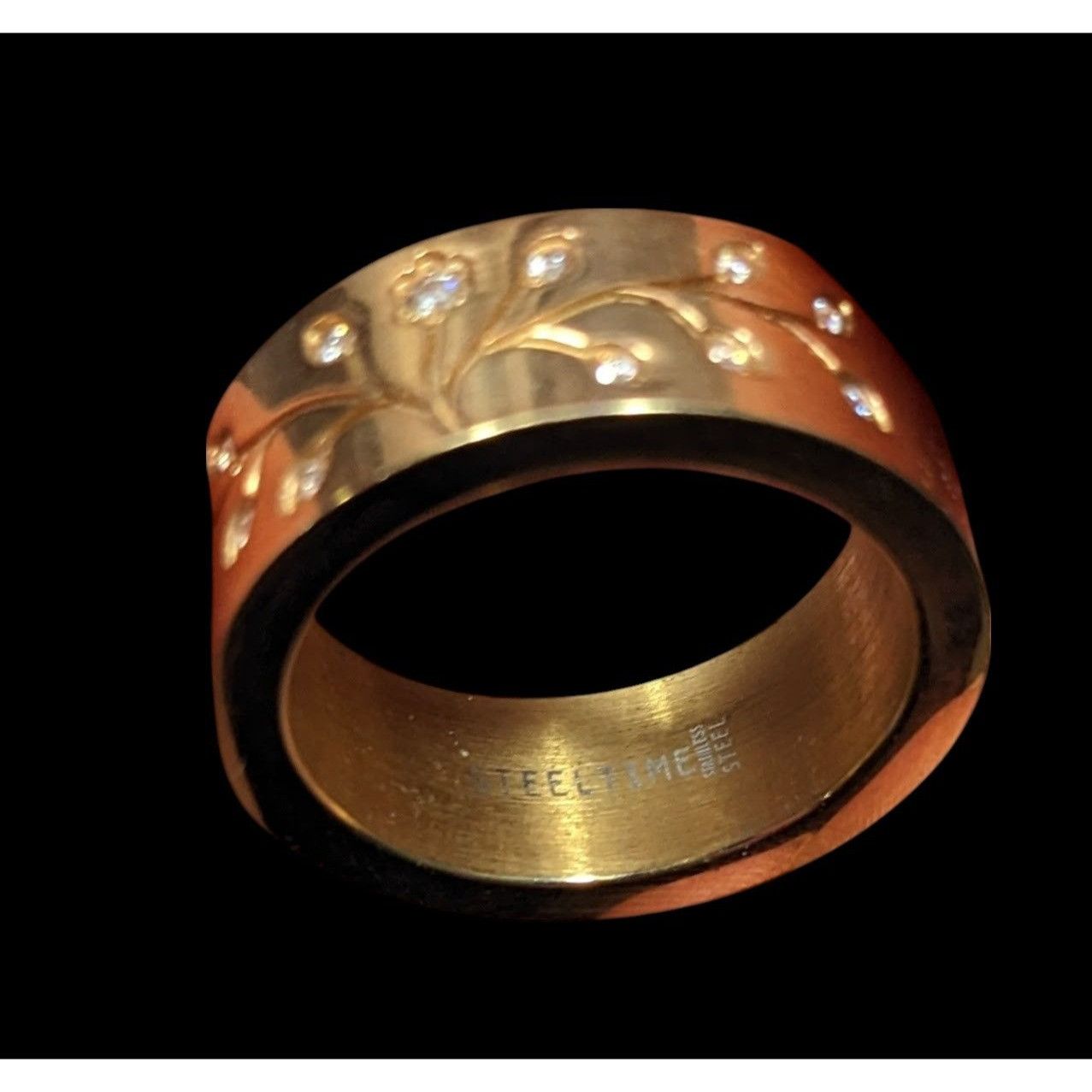 Other Whimsical Fairycore Steel Time Floral Ring Gold Plated Stain Size ONE SIZE - 10 Thumbnail