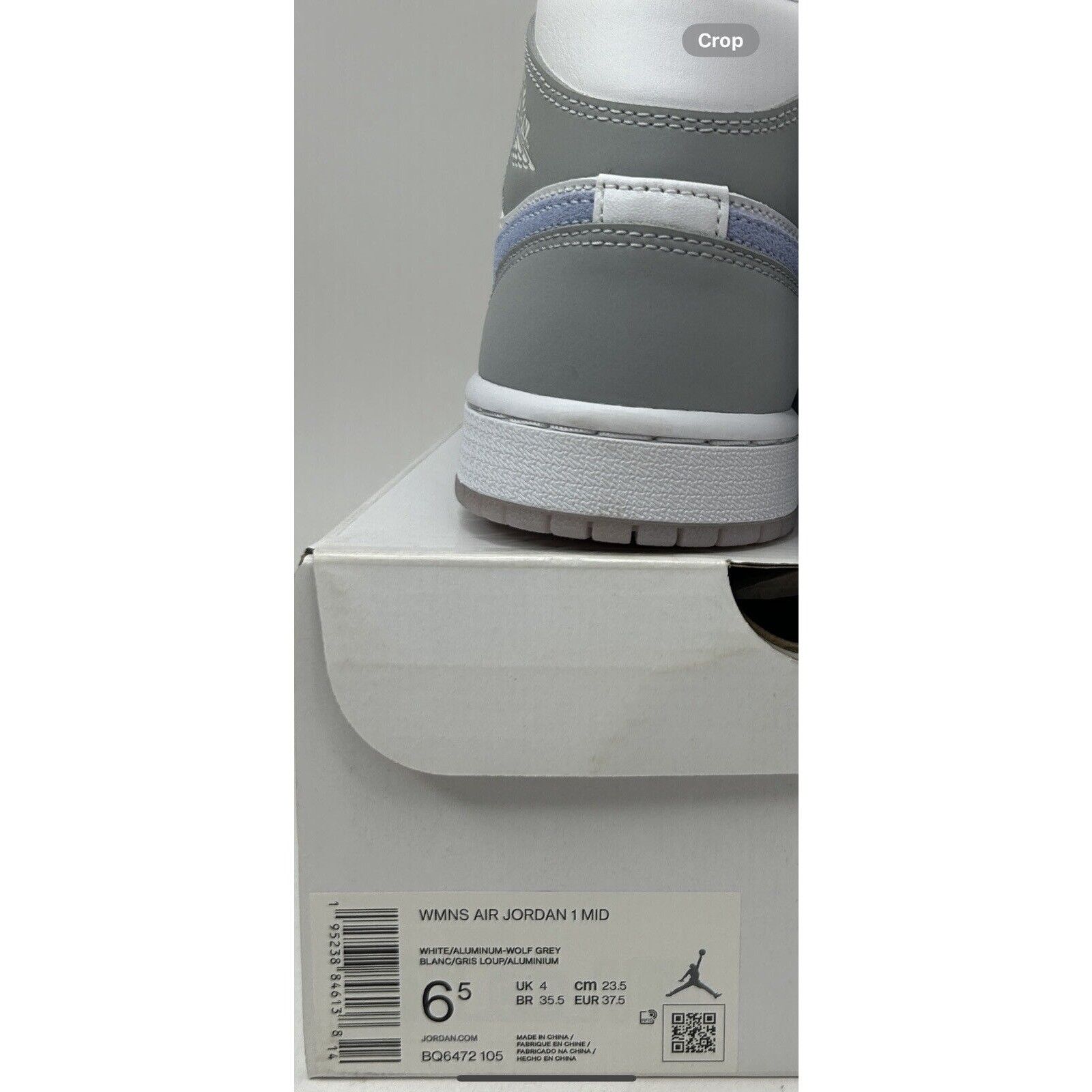 Jordan Brand Nike Air Jordan 1 Mid Retro WMNS “Wolf Grey/Aluminum” 2023 Size US 6.5 / IT 36.5 - 5 Thumbnail