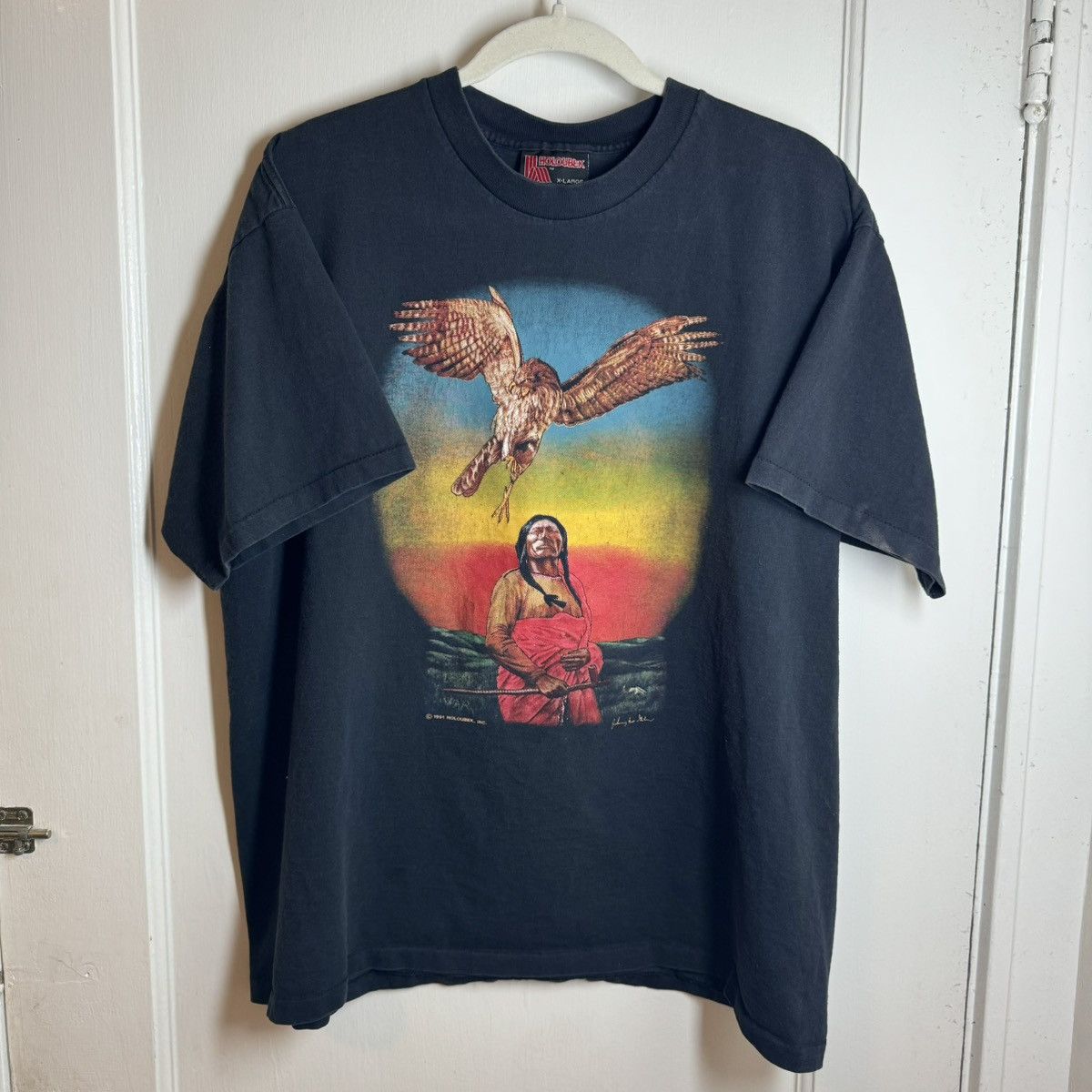 Vintage Vintage Native American/Hawk/Sunset Shirt Size US XL / EU 56 / 4 - 1 Thumbnail