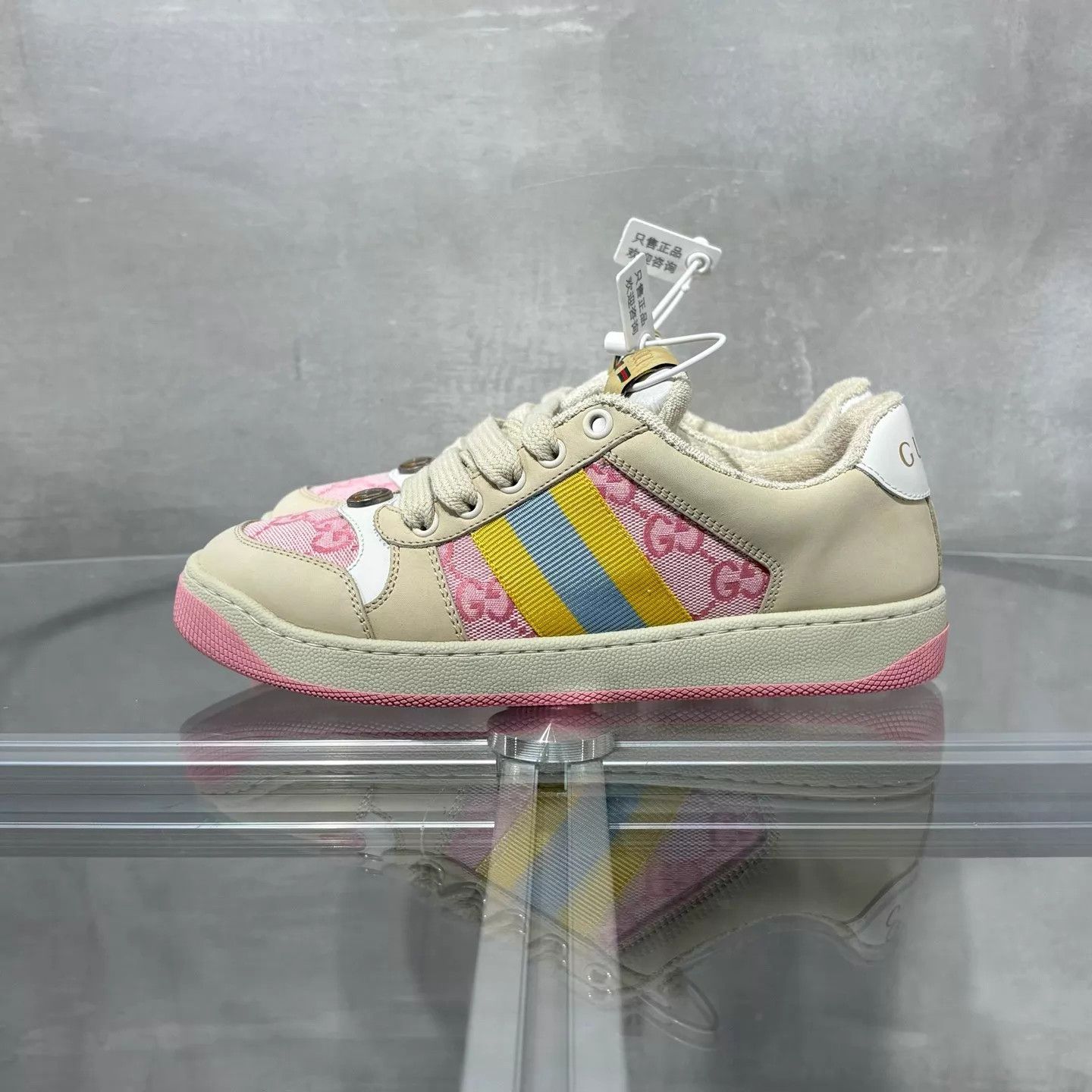 Gucci Gucci GG monogram Rhyton dirty pink enamel 35.5 Size US 5 / IT 35 - 3 Thumbnail