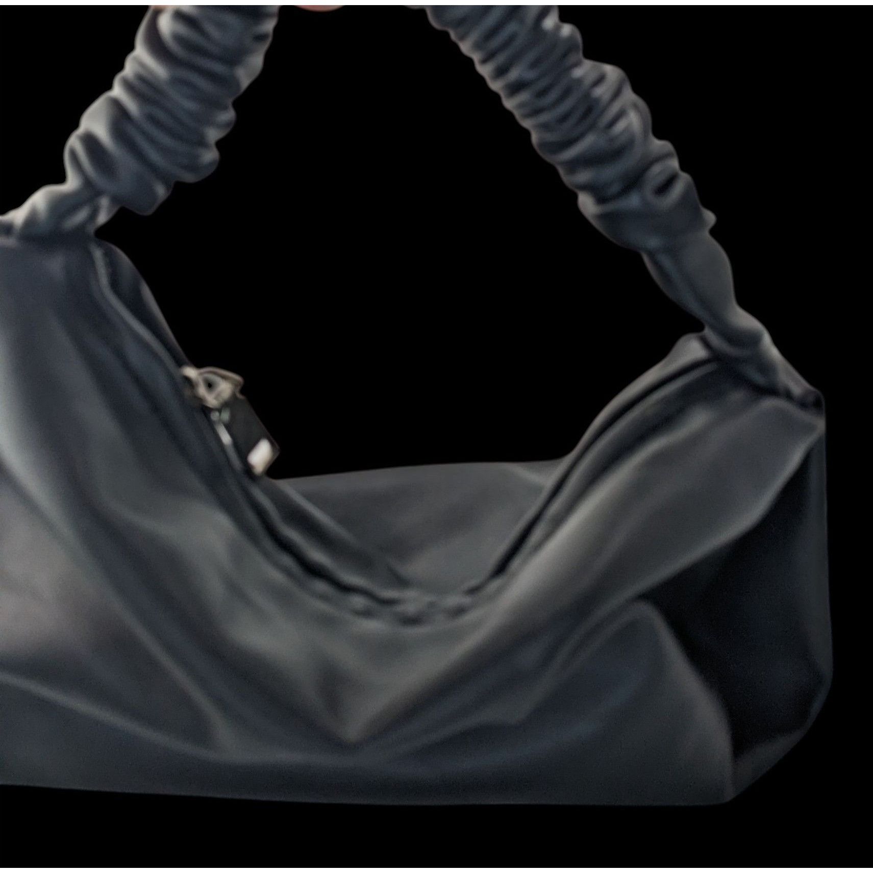 Other Black Faux Leather Scrunch Handle Shoulder Bag With Zipper C Size ONE SIZE - 7 Thumbnail