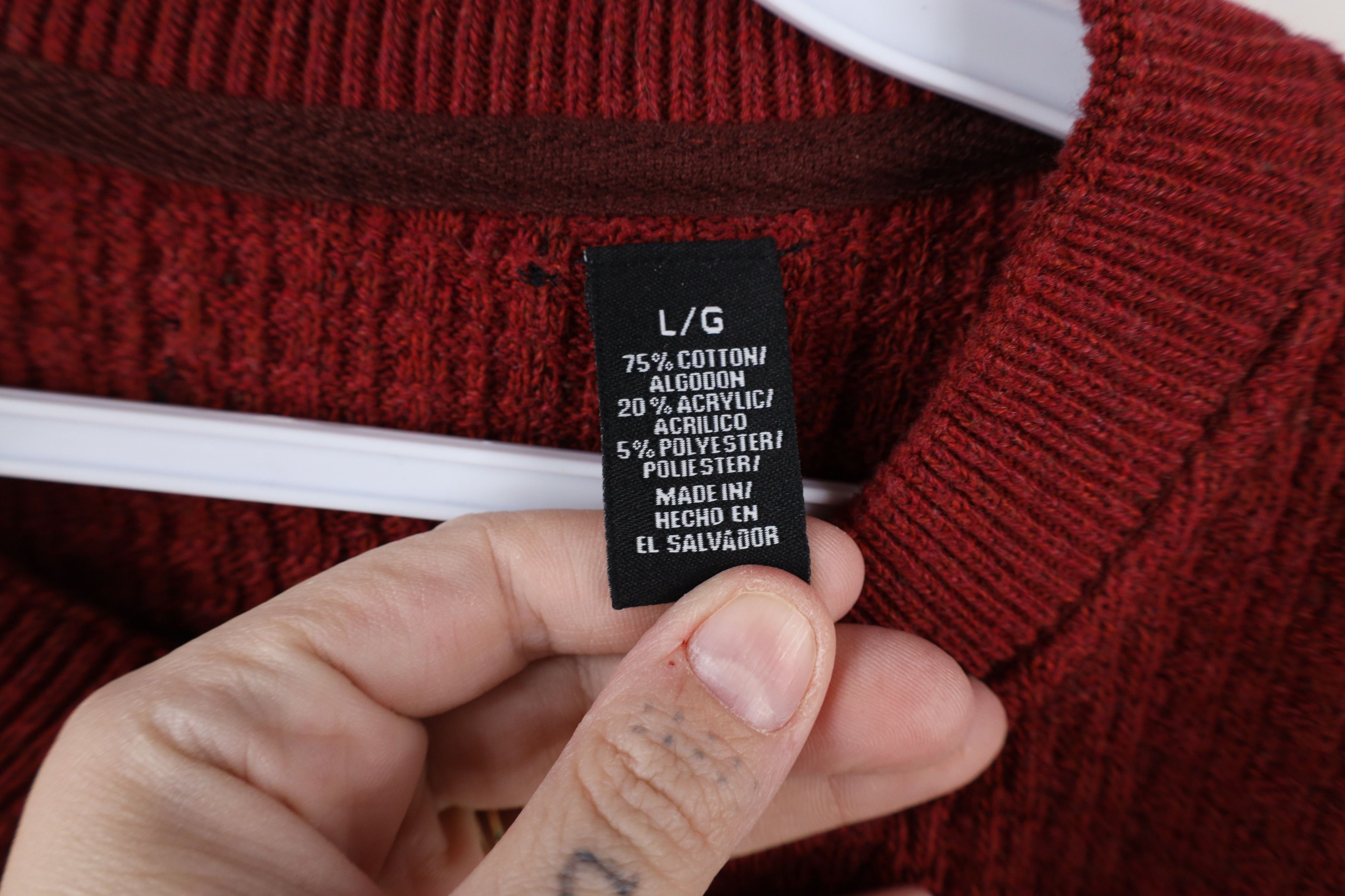Vintage Vintage 90s Streetwear Blank Thermal Knit Henley Sweater Red Size US L / EU 52-54 / 3 - 8 Thumbnail