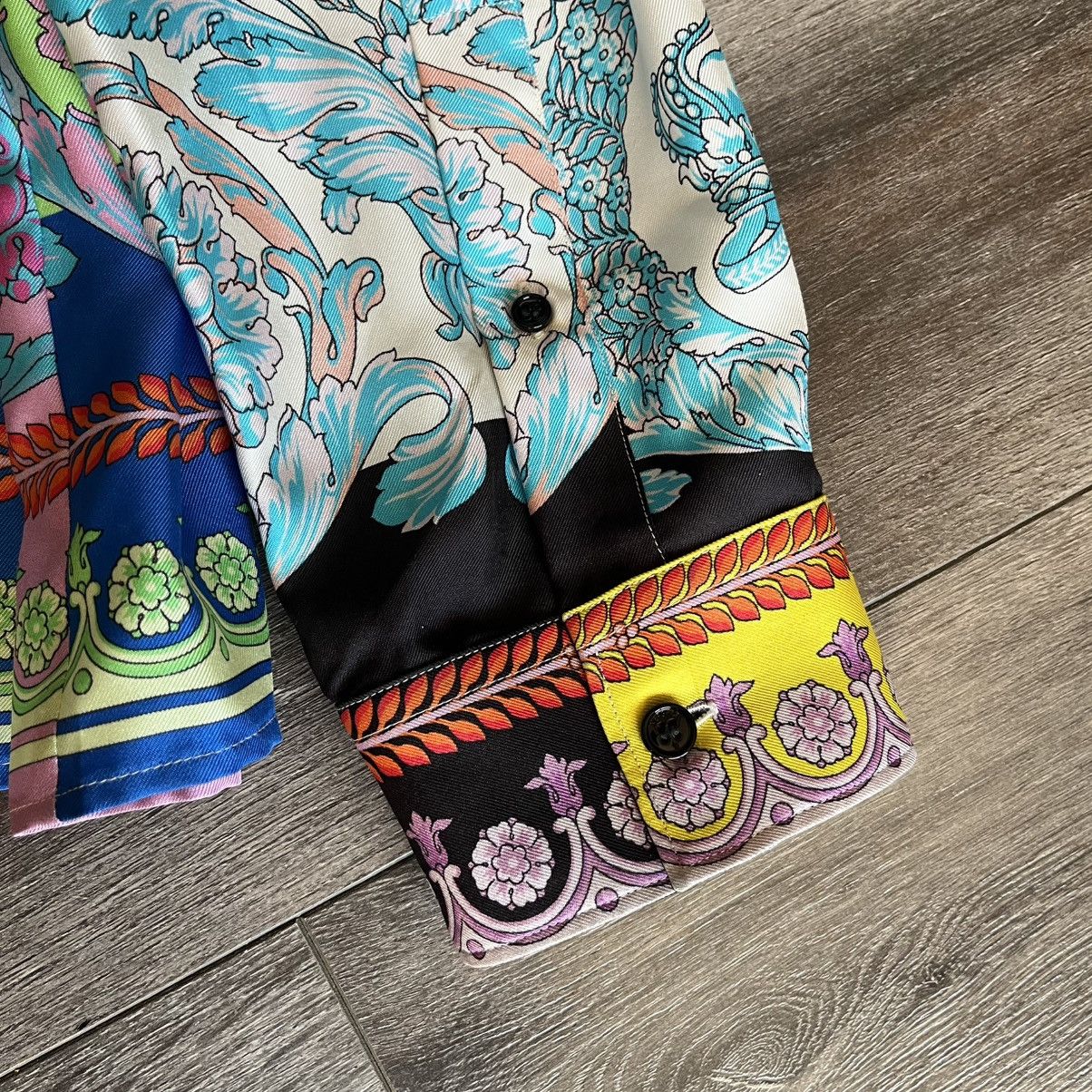 Versace Versace SS19 Techni Baroque Floral Print Silk Buttoned Shirt Size US XL / EU 56 / 4 - 12 Thumbnail