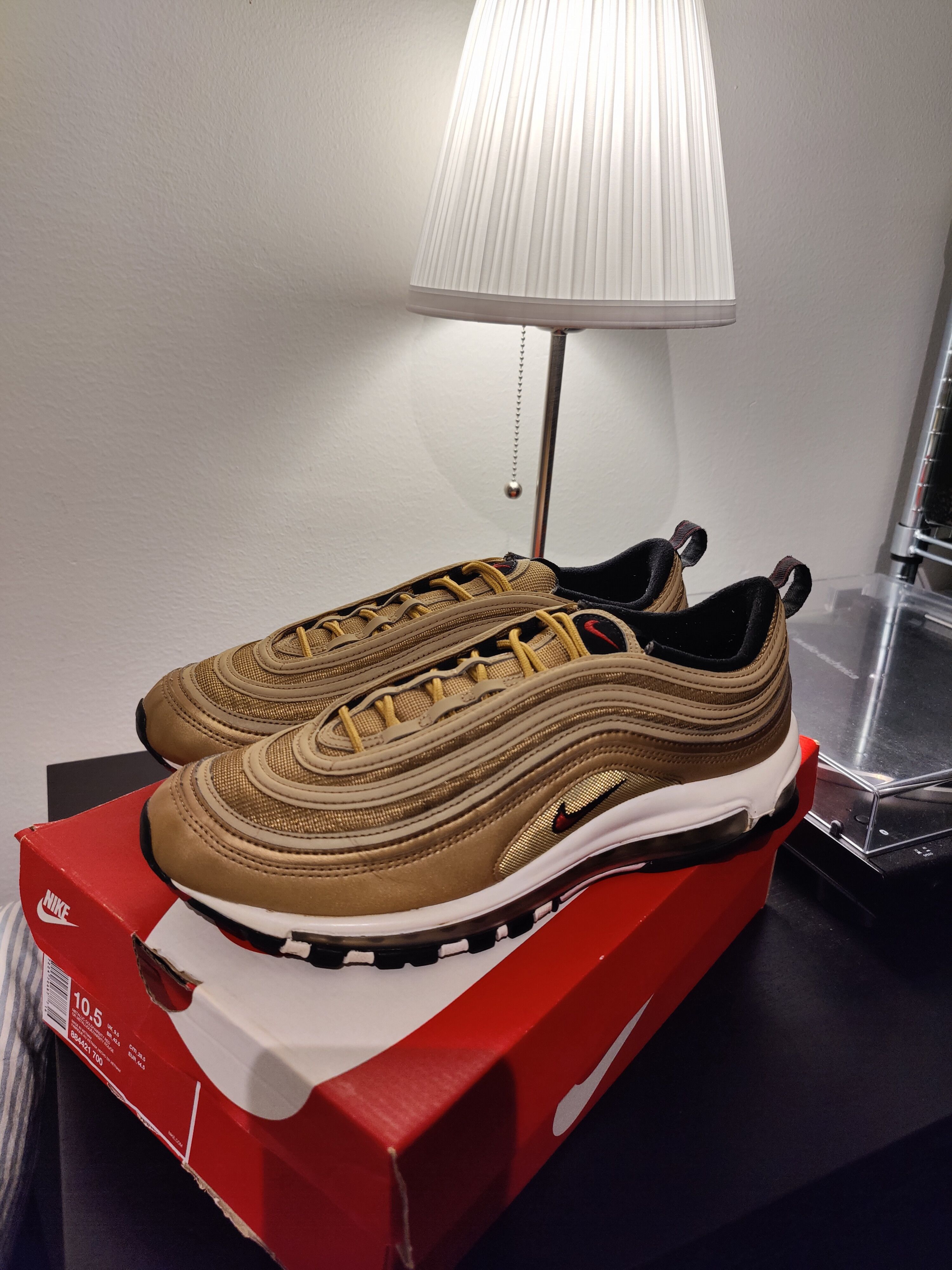 Nike Nike Air Max 97 Metallic Gold Size US 10.5 / EU 43-44 - 1 Thumbnail