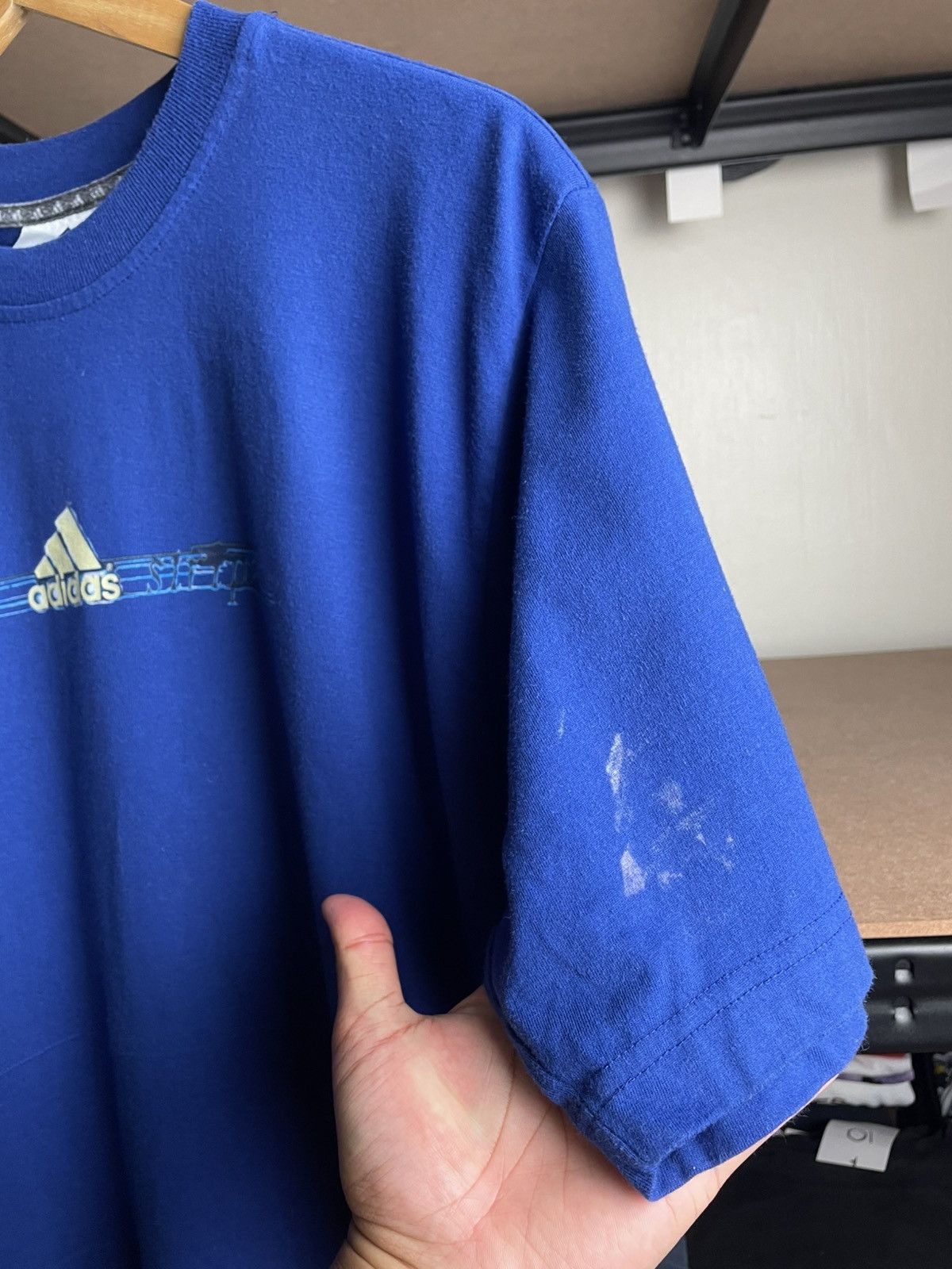 Adidas Vintage Adidas Three Stripes Blue Short Sleeve Size US L / EU 52-54 / 3 - 3 Thumbnail