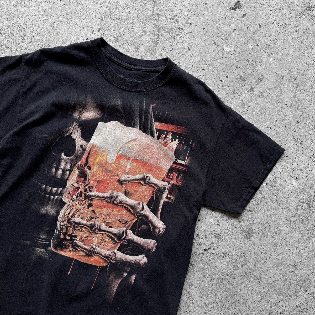 Vintage Spiral Vintage Navy Blue SS T-Shirt “Live Loud” Skull Beer Size US L / EU 52-54 / 3 - 3 Thumbnail