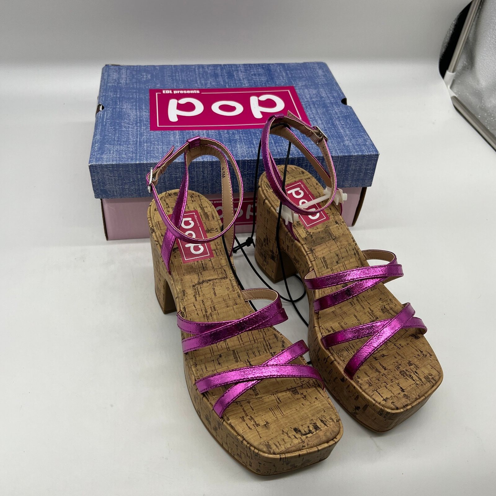 Other Pop Womens Kallie Heeled Sandals Pink Fuschia Multicolor Size US 9.5 / IT 39.5 - 3 Thumbnail