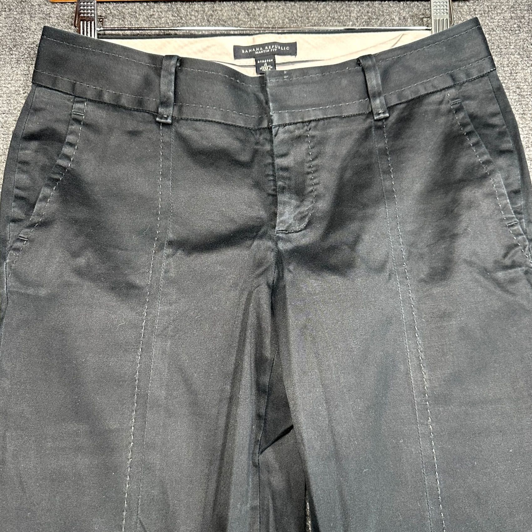 Banana Republic Banana Republic Pants Womens 4 Martin-Fit Blue Cotton Stretch Chino Zipper Cuffed Straight Inseam 24.5in Regular 27in Waist Womens Size 27" / US 4 / IT 40 - 3 Thumbnail