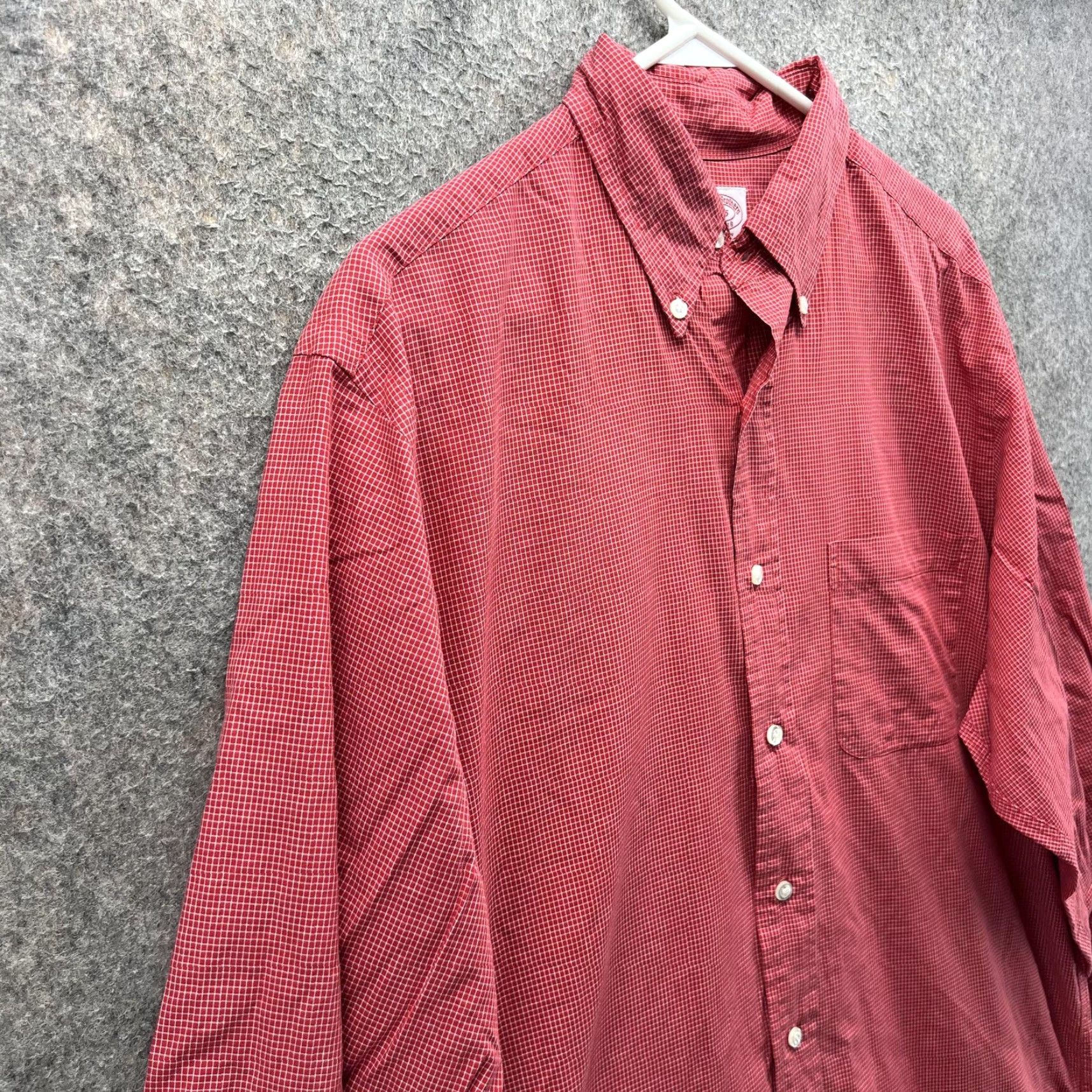 Brooks Brothers Brooks Brothers Shirt Mens 16.5 Red Check Button-Down Oxford Dress Plaid Shirt Casual Mens Red Check Knit Collar Shirt Size 46R - 7 Thumbnail