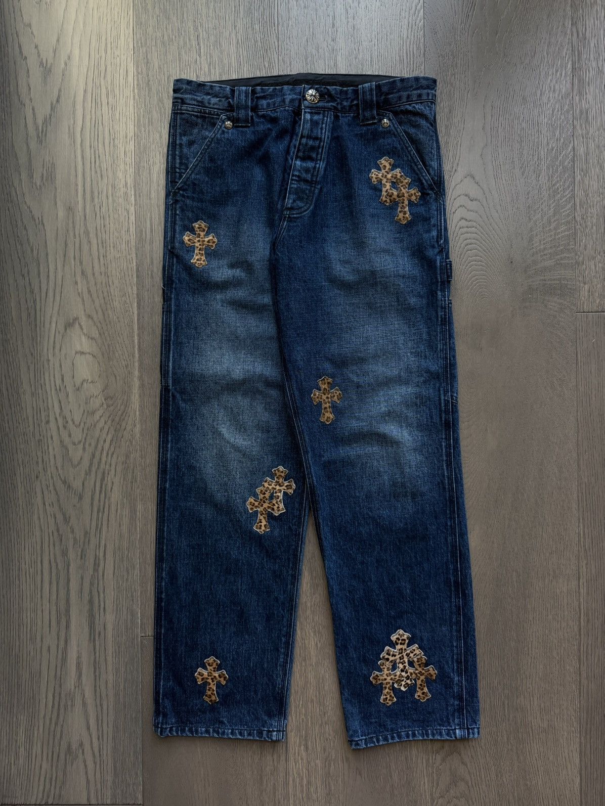 Chrome Hearts Chrome Hearts Turbo Diesel Cheetah Cross Patch Blue Jeans Size US 32 / EU 48 - 1 Thumbnail