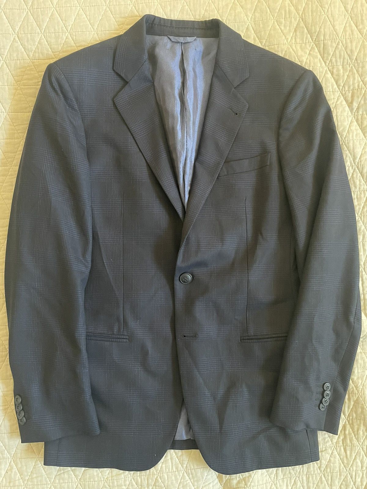 Giorgio Armani Subtle Check Print Wool SOHO Suit Jacket Size 40R - 1 Thumbnail