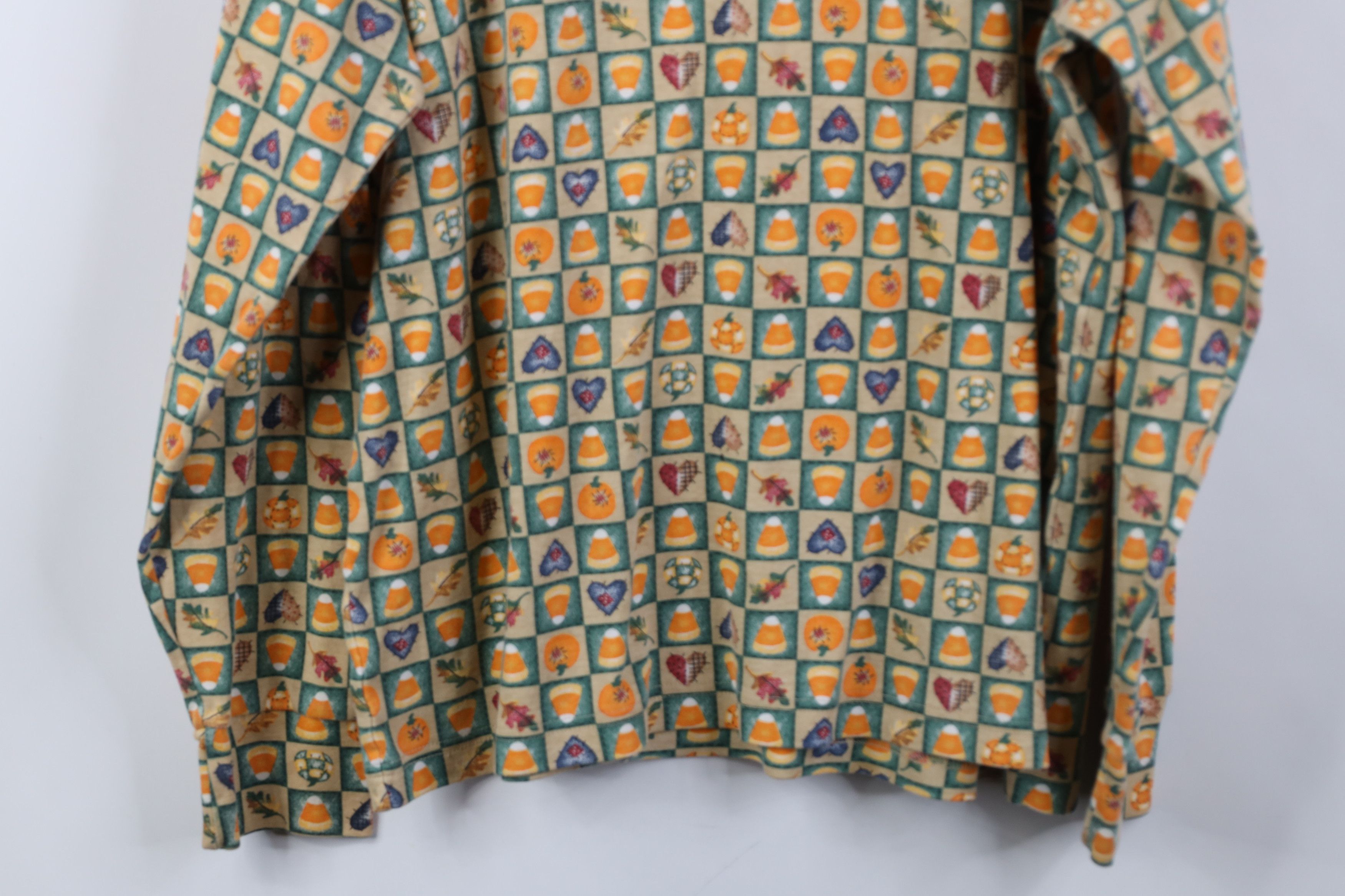 Vintage Vintage 90s Halloween Candy Corn Pumpkin Turtleneck T-Shirt Size L / US 10 / IT 46 - 9 Thumbnail