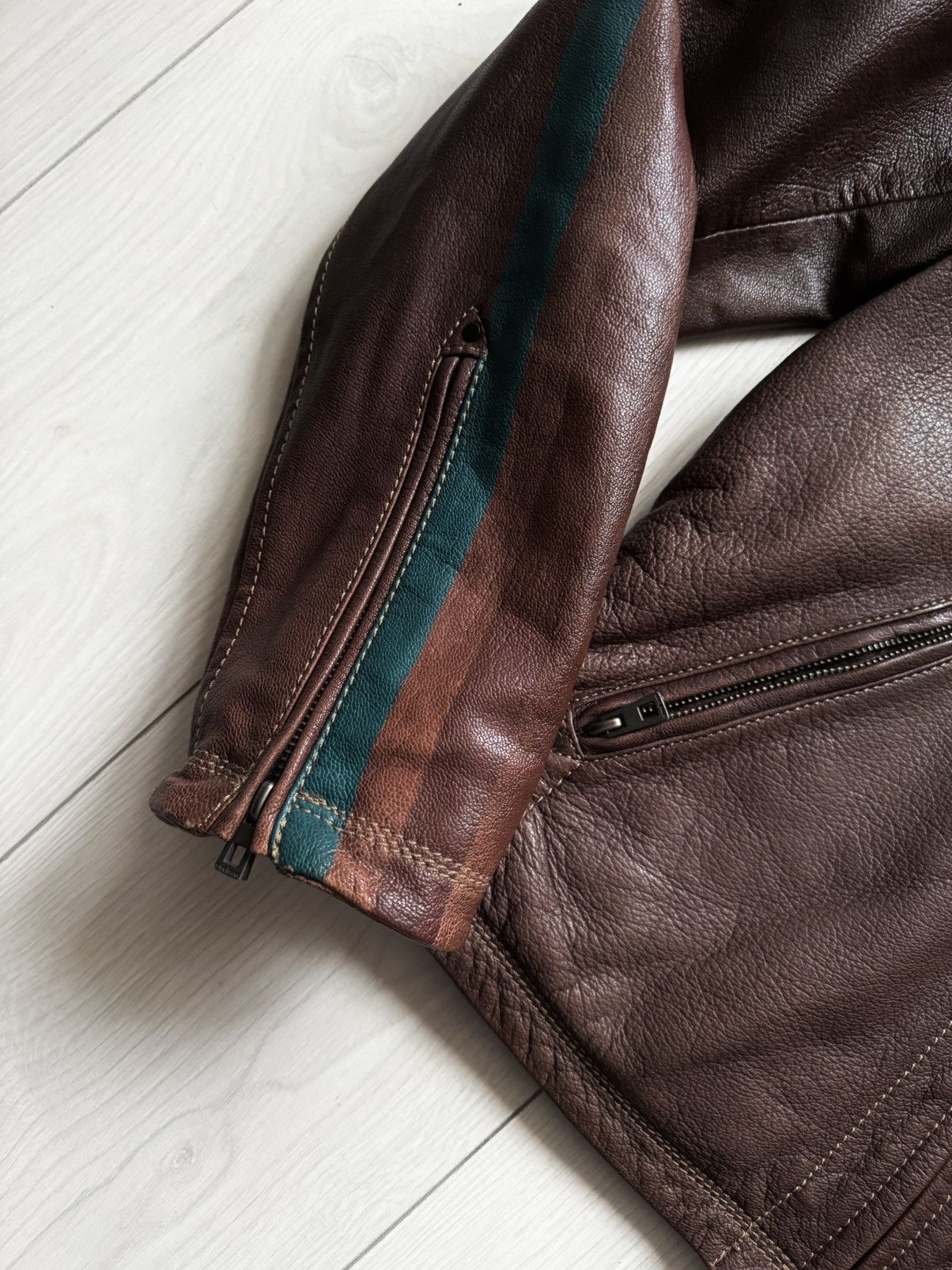 Vintage Strellson Swiss Cross Biker Moto Leather Jacket