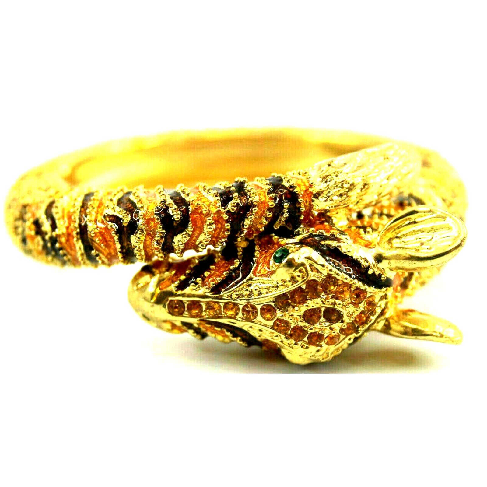 Other Brown & Orange Enamel Giraffe Yellow Rhinestone Braceleth Size ONE SIZE - 1 Thumbnail