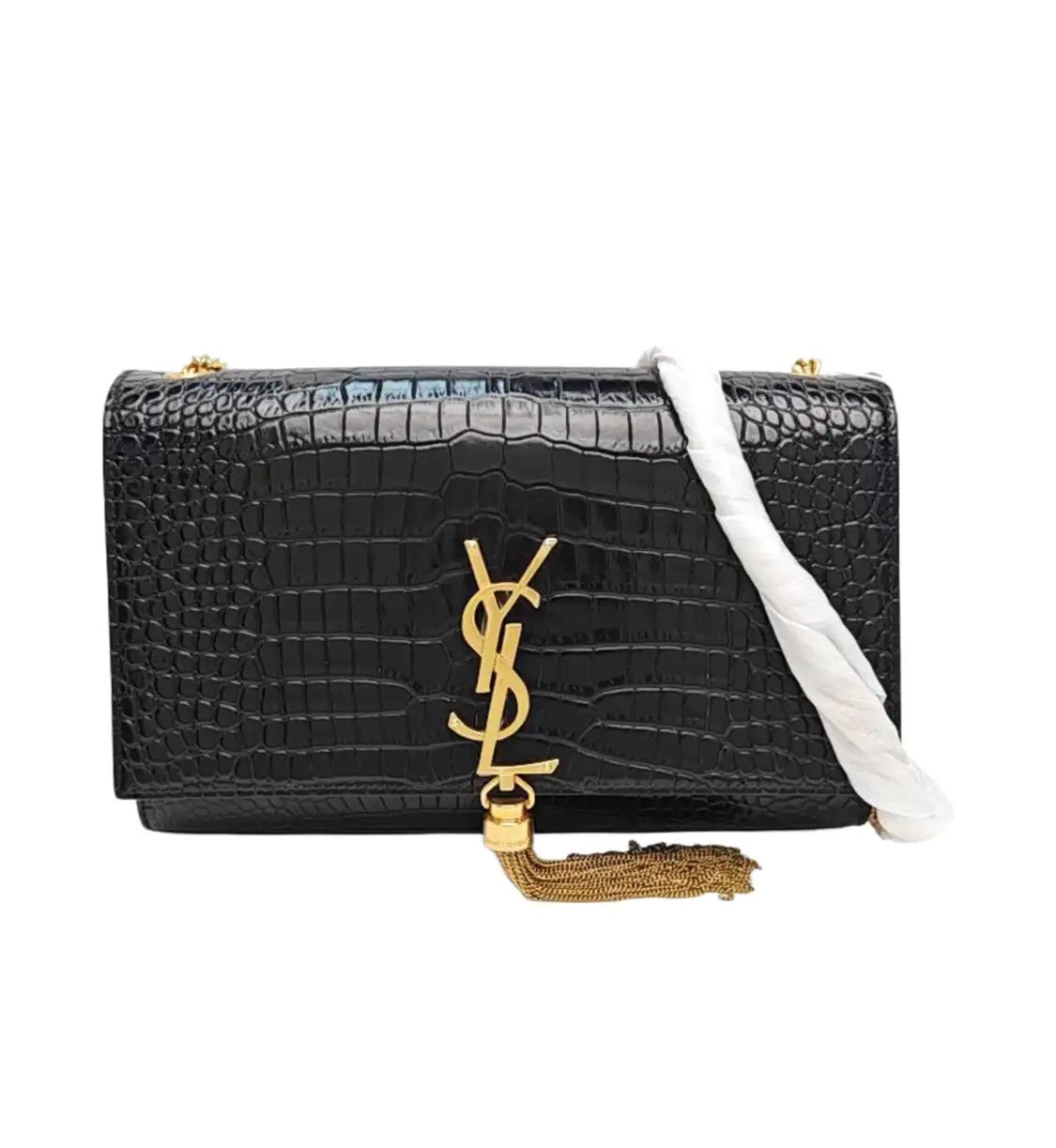 Saint Laurent Paris Saint Laurent Paris YSL KATE Medium black cowhide leather fringe embossed flap b Size ONE SIZE - 1 Thumbnail