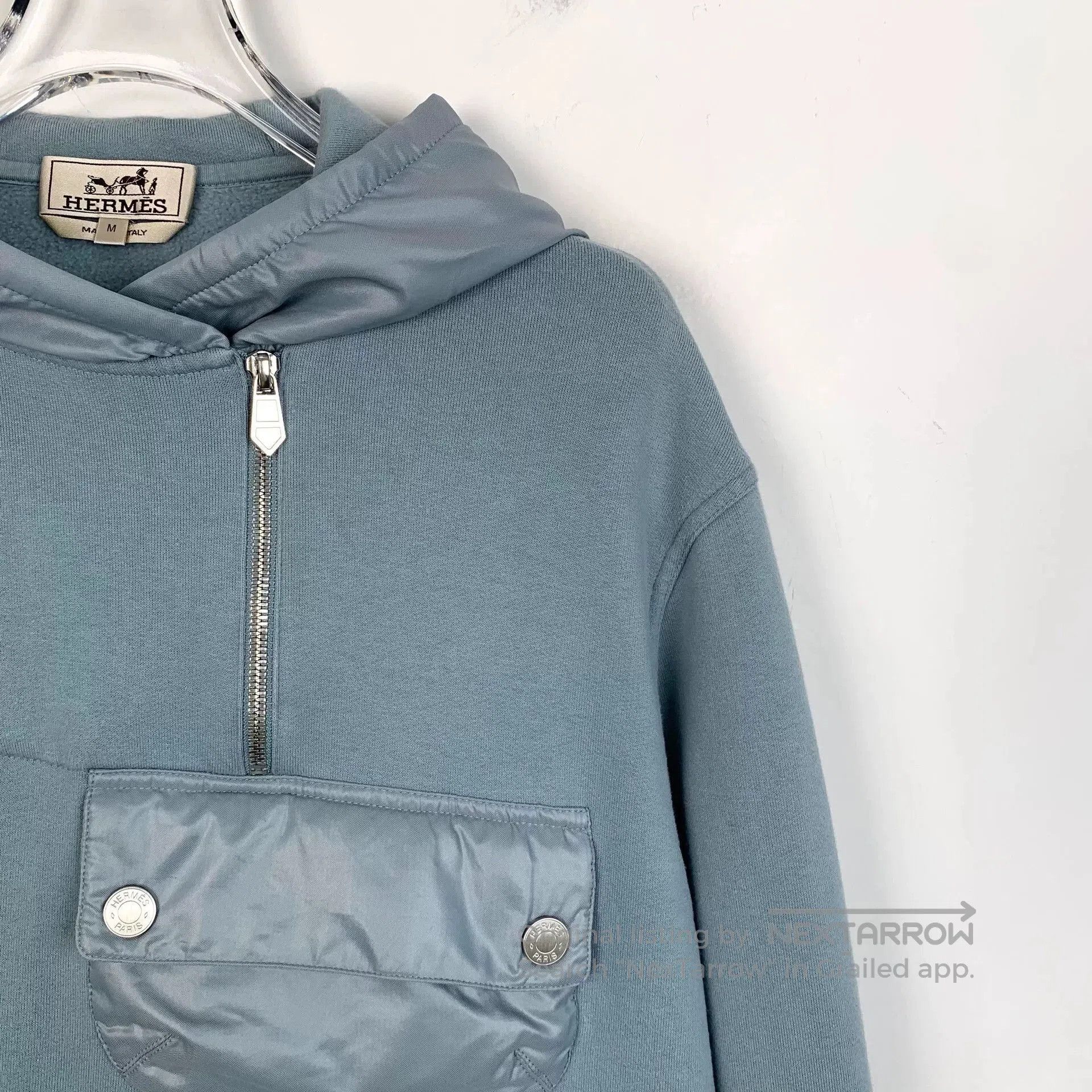 Hermes light blue cotton hooded sweatshirt. Size US M / EU 48-50 / 2 - 3 Thumbnail