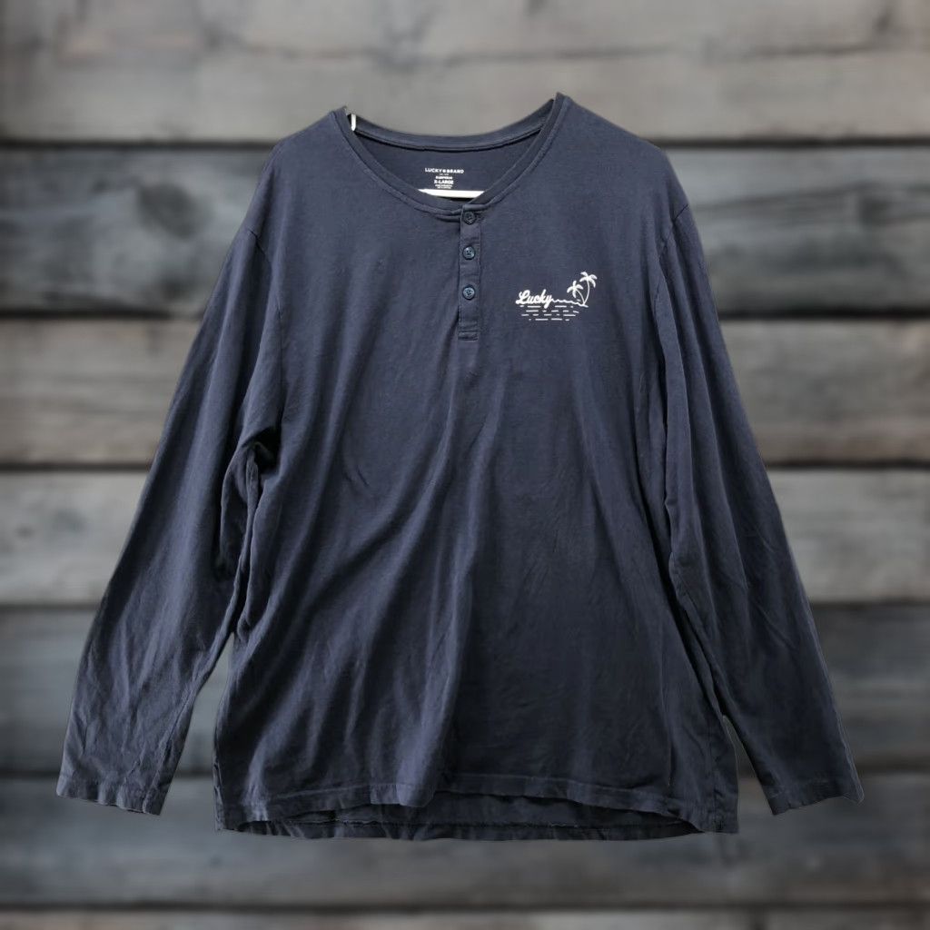 Lucky Brand Lucky Brand Sleepwear Henley Long Sleeve T Shirt Mens XL Navy Blue Lounge Size US XL / EU 56 / 4 - 1 Thumbnail