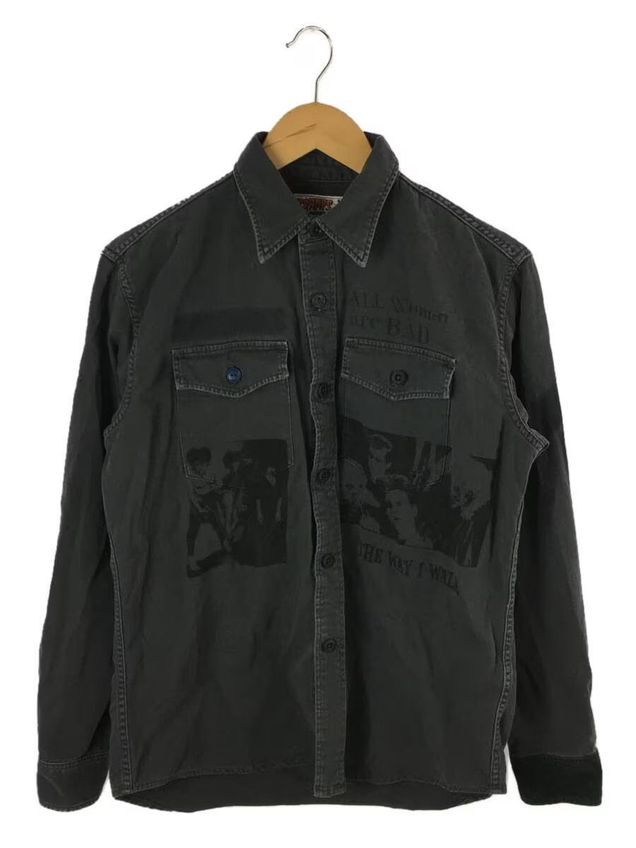 image of Hysteric Glamour The Cramps Patchwork Logo Button Shirt in Grey, Men's (Size Large)