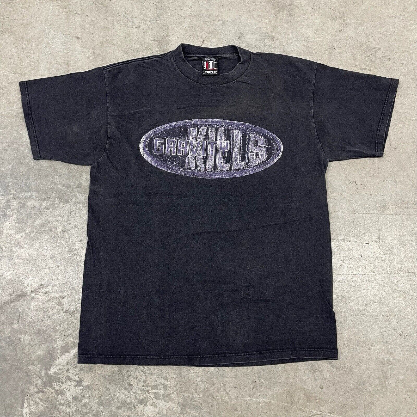 Band Tees × Giant × Vintage Vintage 90s Gravity Kills Tour Band Tee Faded Black T Shirt Size US XL / EU 56 / 4 - 1 Thumbnail