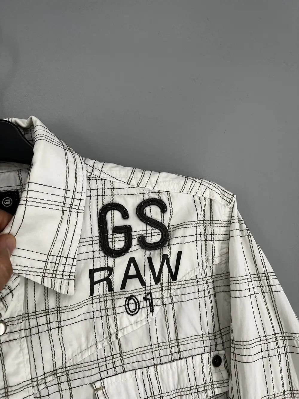 Vintage Vintage Y2K G Star Raw Men’s Plaid Shirt With Big Logo Size US XL / EU 56 / 4 - 7 Thumbnail