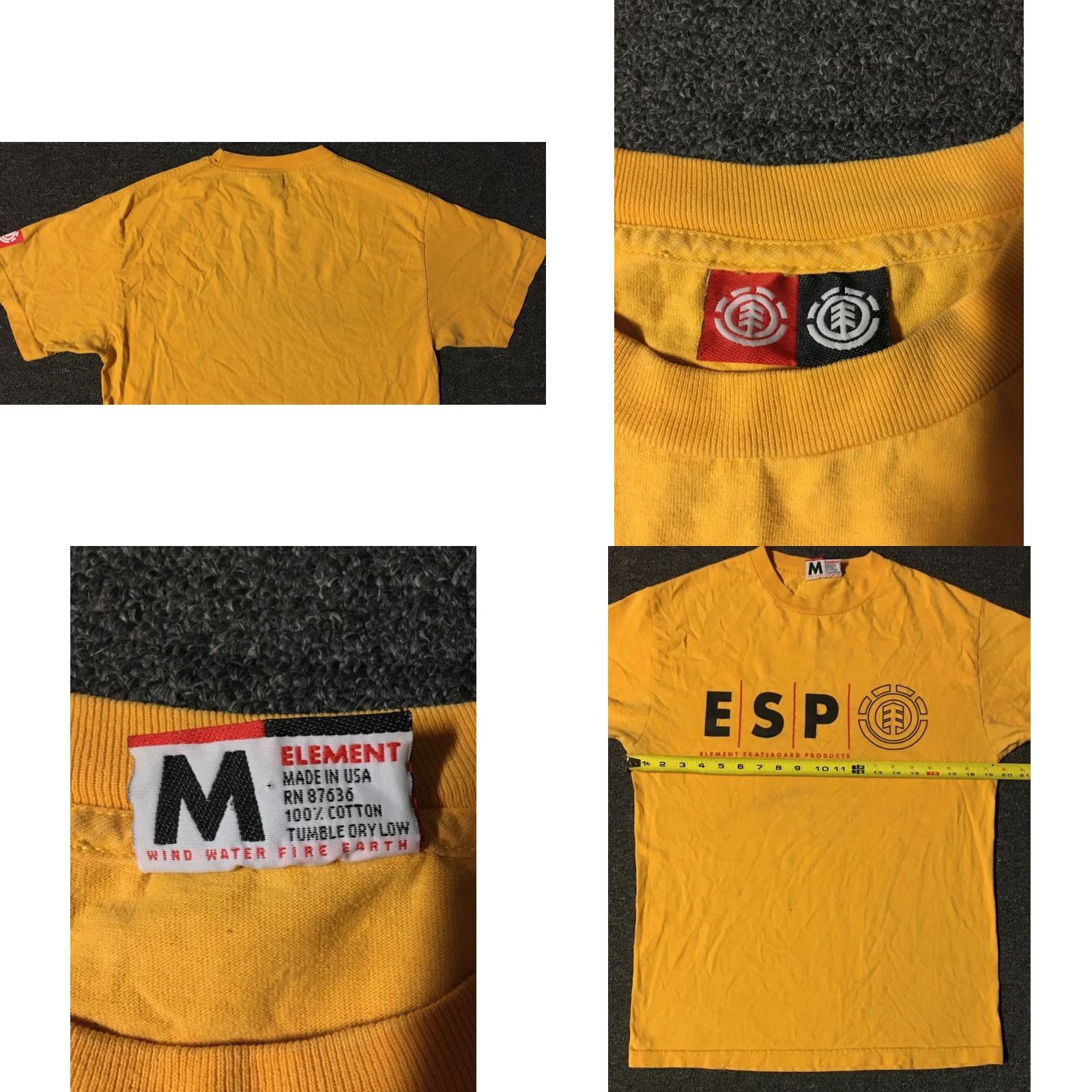 Thrasher VINTAGE 90s Element Skateboards Faded Shirt M Habitat Bam Margera Adio Skate Grunge Shirt Mens Yellow Thrasher USA Skateboarding Retro 90s Grunge Size US M / EU 48-50 / 2 - 8 Thumbnail