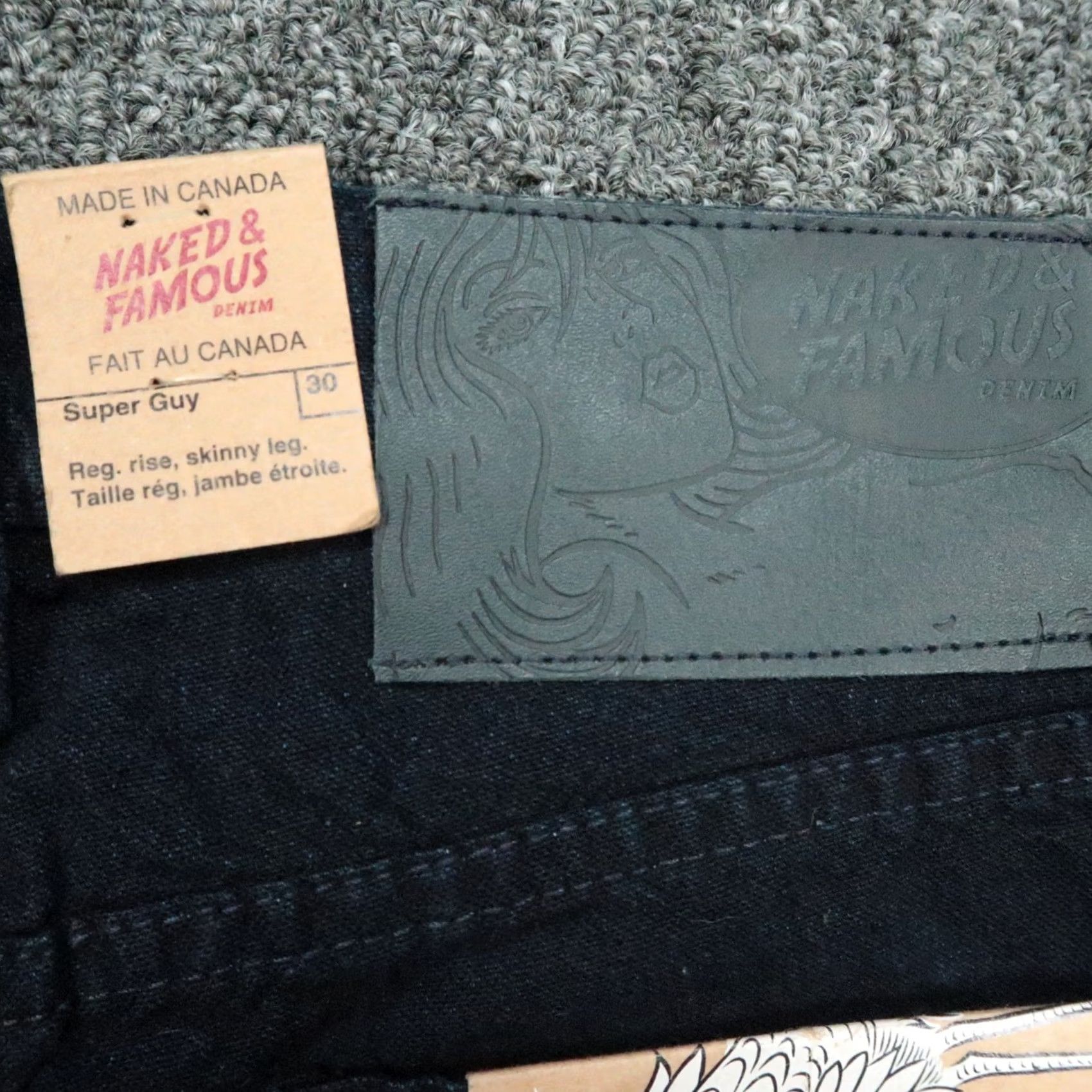 Vintage Naked & Famous Denim Jeans Mens 30x30 Indigo Tradition Super Guy Japanese Duck Canvas Slim 5-Pocket Denim Jeans Blue Cotton Size US 30 / EU 46 - 7 Thumbnail