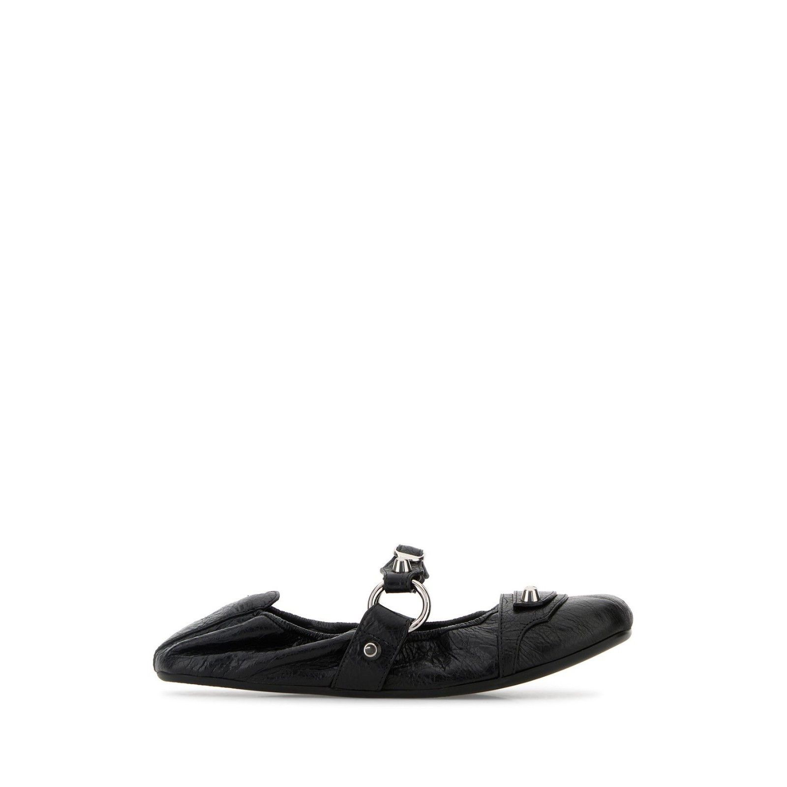 BALENCIAGA City Stud Black Leather Ballerina Flats New & Aut