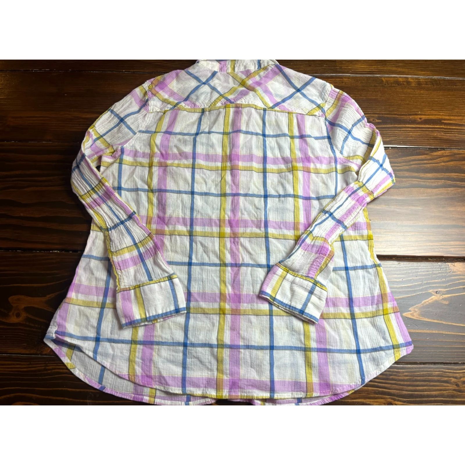 Merona Merona Shirt Womens XL White Pink Blue Yellow Plaid Button Up Size XL / US 12-14 / IT 48-50 - 2 Thumbnail