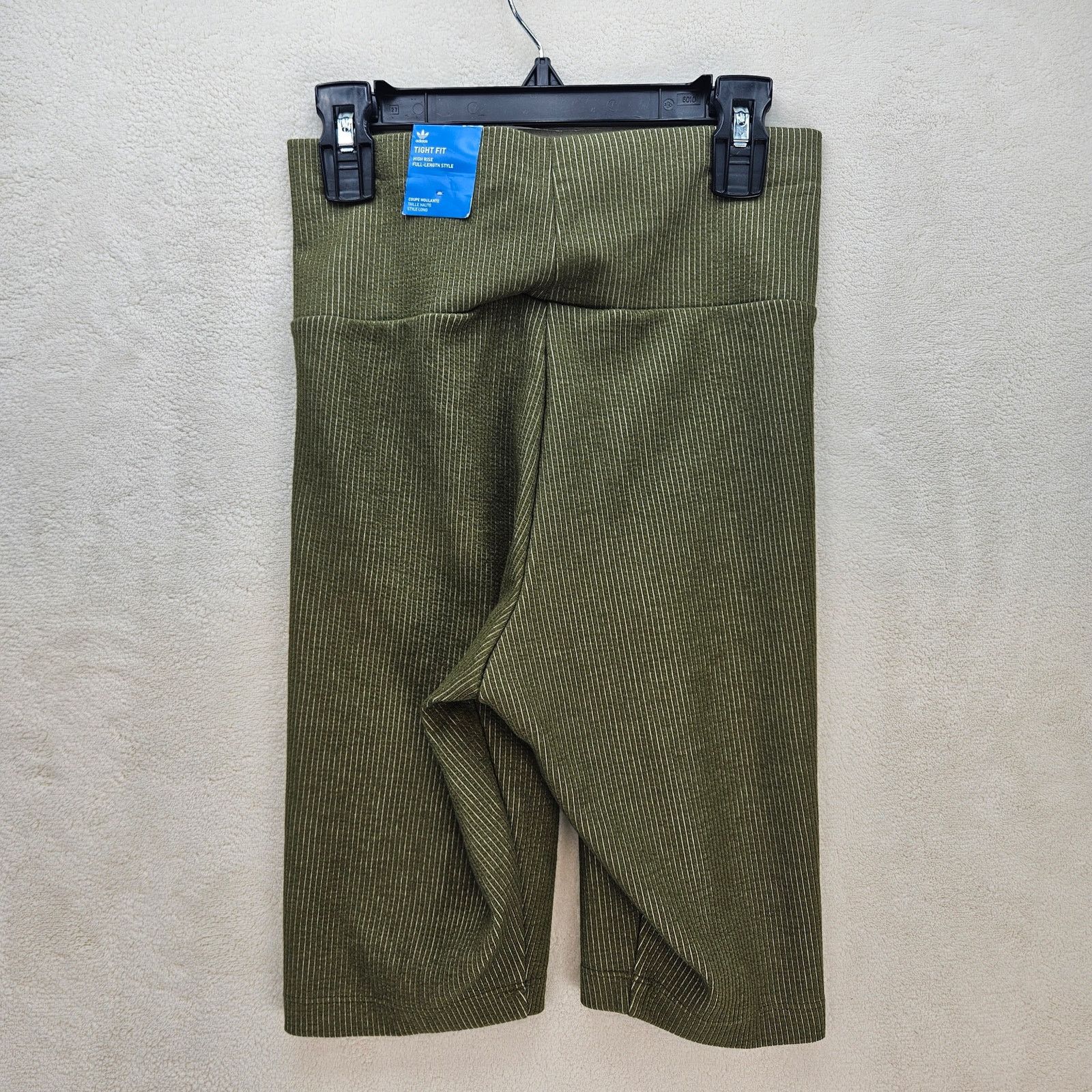 Adidas ADIDAS ORIGINAL WOMEN'S XS RIBBED OLIVE GREEN SHORT LEGGING Size 24" / US 00 / IT 34 - 6 Thumbnail