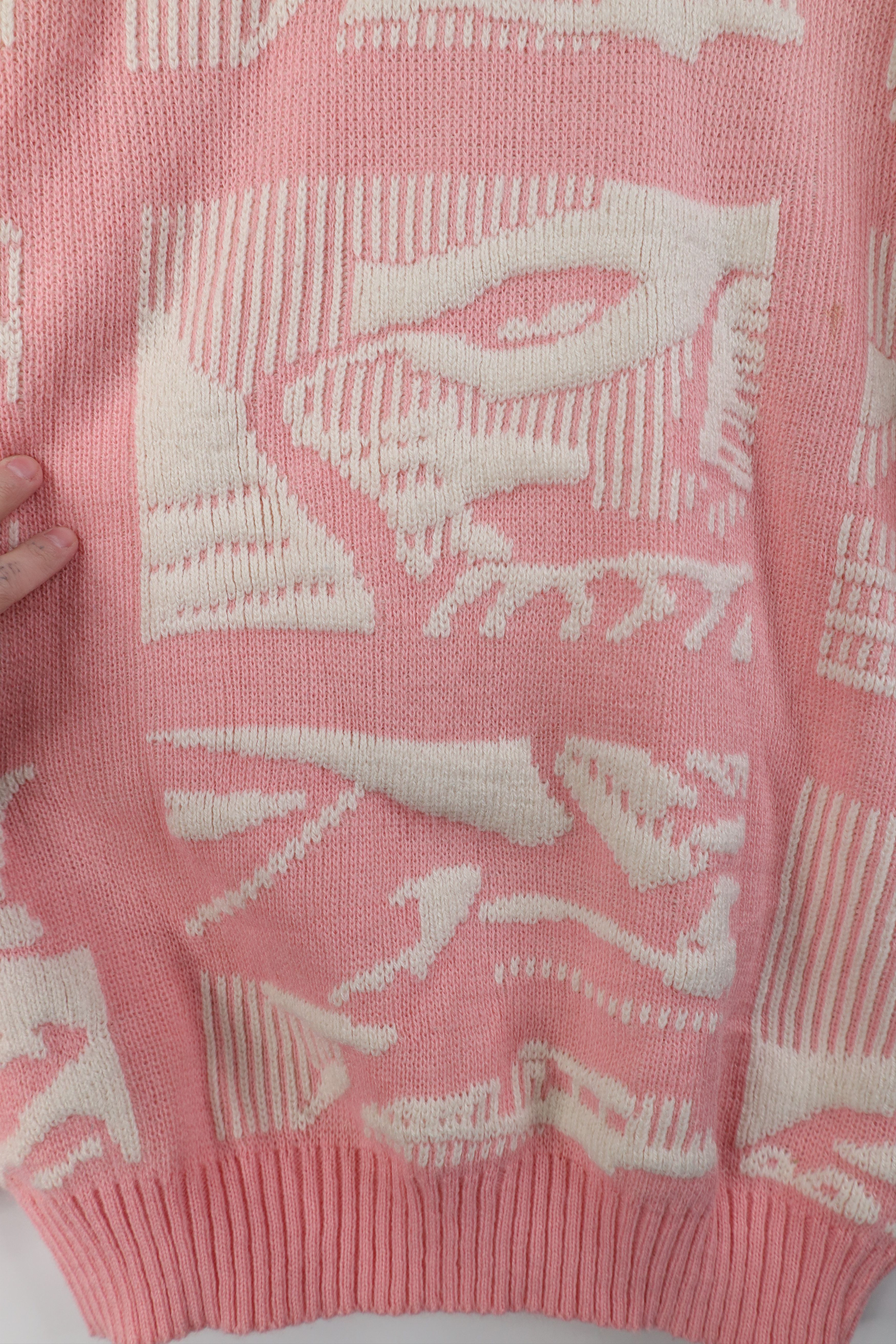 Vintage Vintage 90s Streetwear Ribbed Knit Crewneck Sweater Pink Size M / US 6-8 / IT 42-44 - 5 Thumbnail