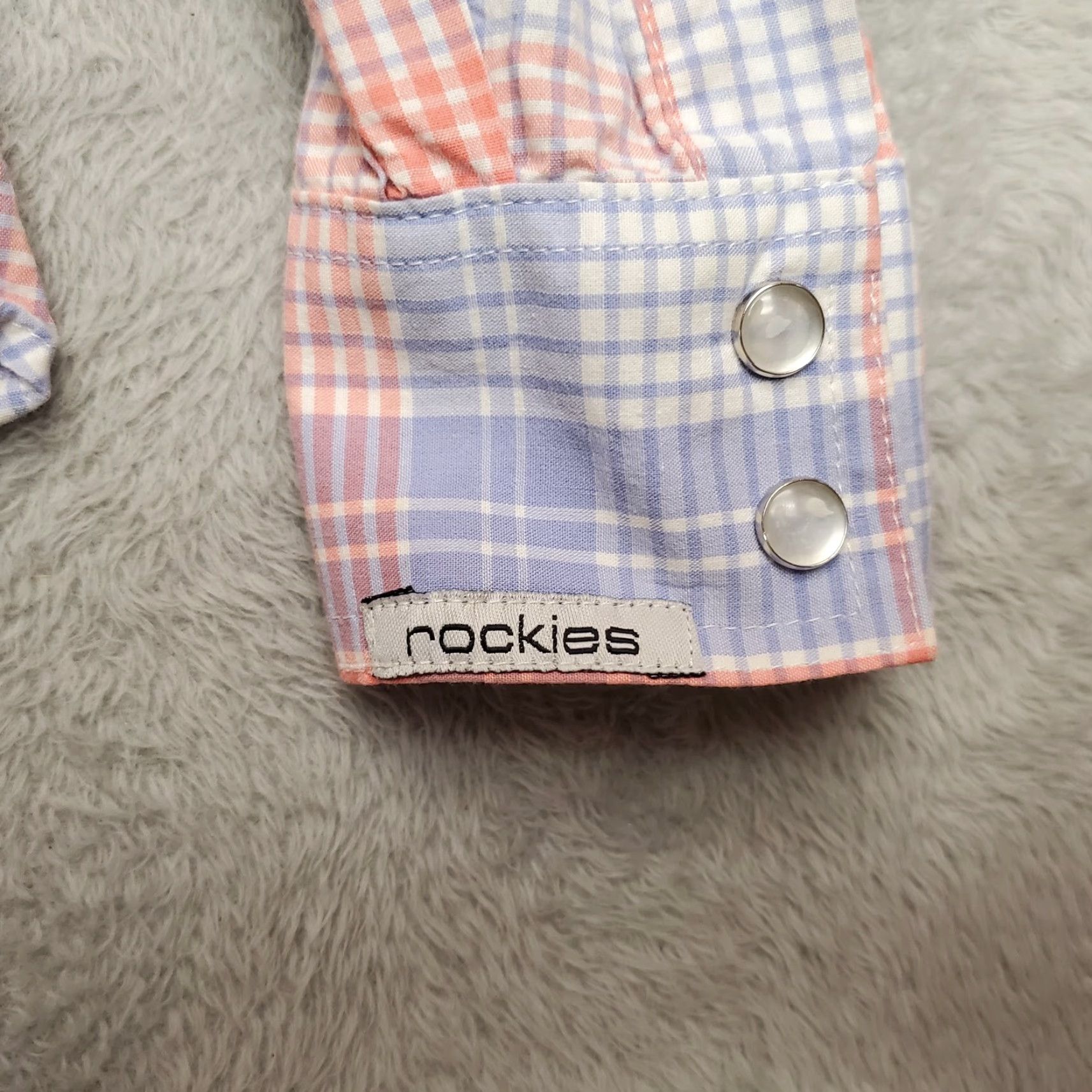 Vintage VINTAGE Rockies Shirt Women M Peach Blue Plaid Pearlsnap Western Cowboy Casual Size M / US 6-8 / IT 42-44 - 4 Thumbnail
