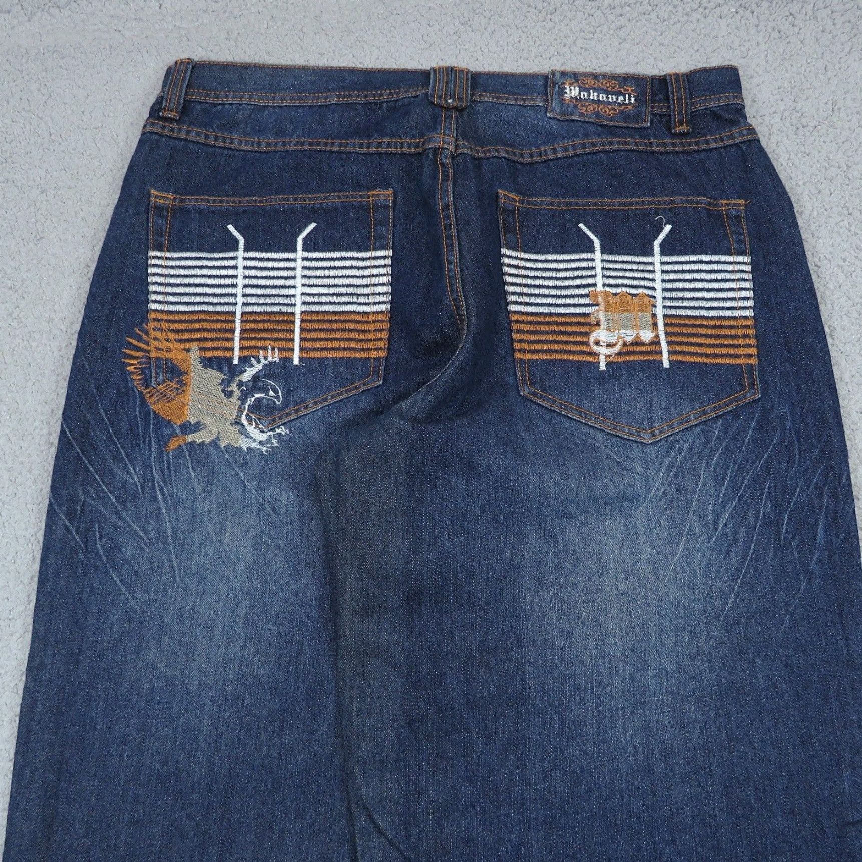 Vintage VTG Makaveli Jeans Men 38x32 Baggy Pipes Embroidered Grunge Skater Tupac 90s Rap Denim Jeans Mens 90s Hip Hop Baggy Size US 38 / EU 54 - 3 Thumbnail