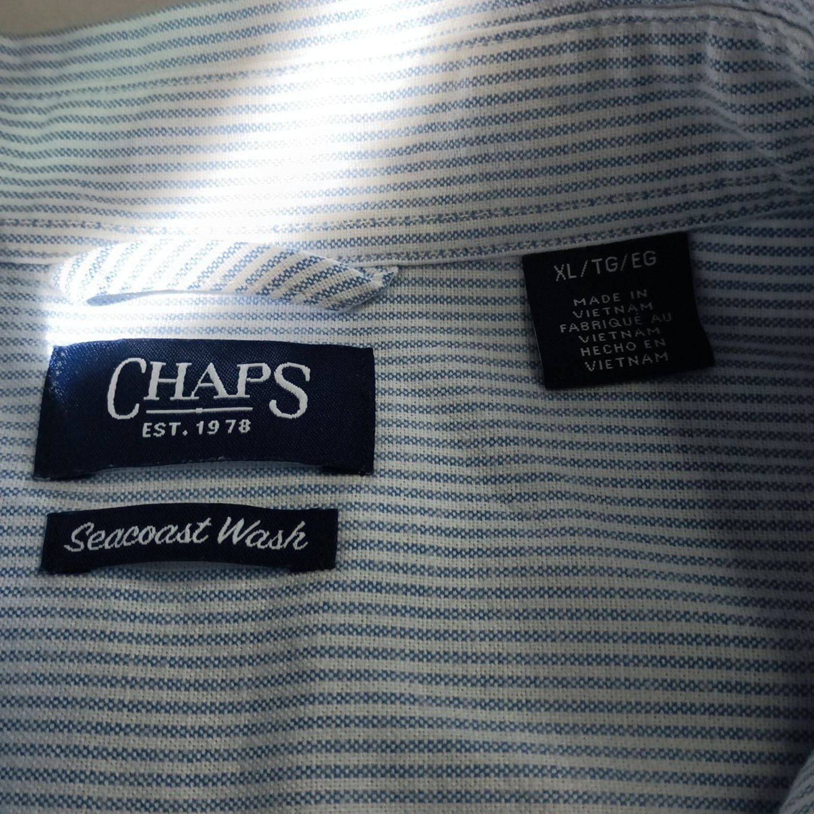Chaps Chaps Seacoast Oxford Woven Shirt Mens XL Blue White Striped Size US XL / EU 56 / 4 - 4 Thumbnail