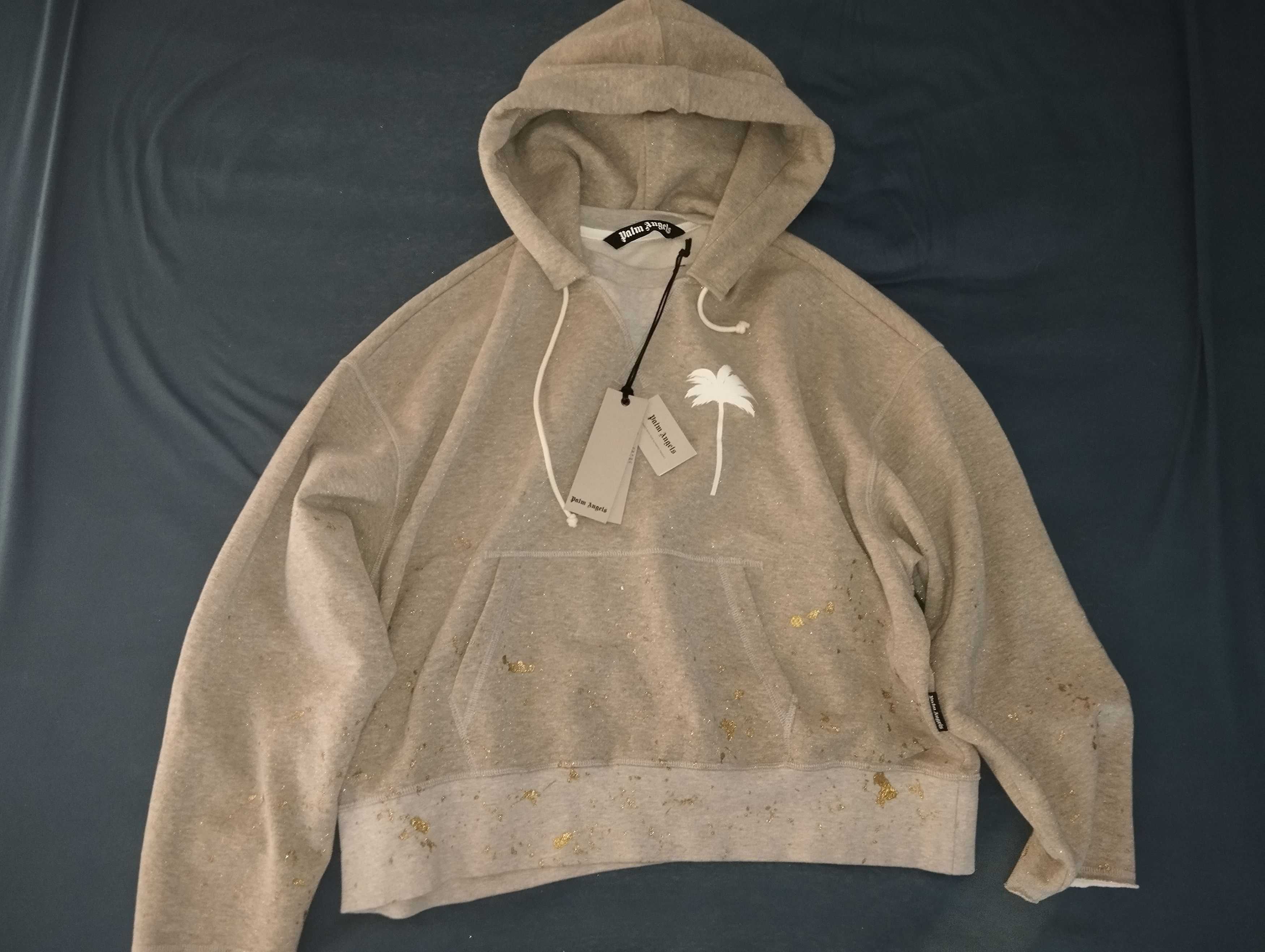 Palm Angels Palm Angels Pxp painted raw cut hoody melange grey WH Size US L / EU 52-54 / 3 - 1 Thumbnail