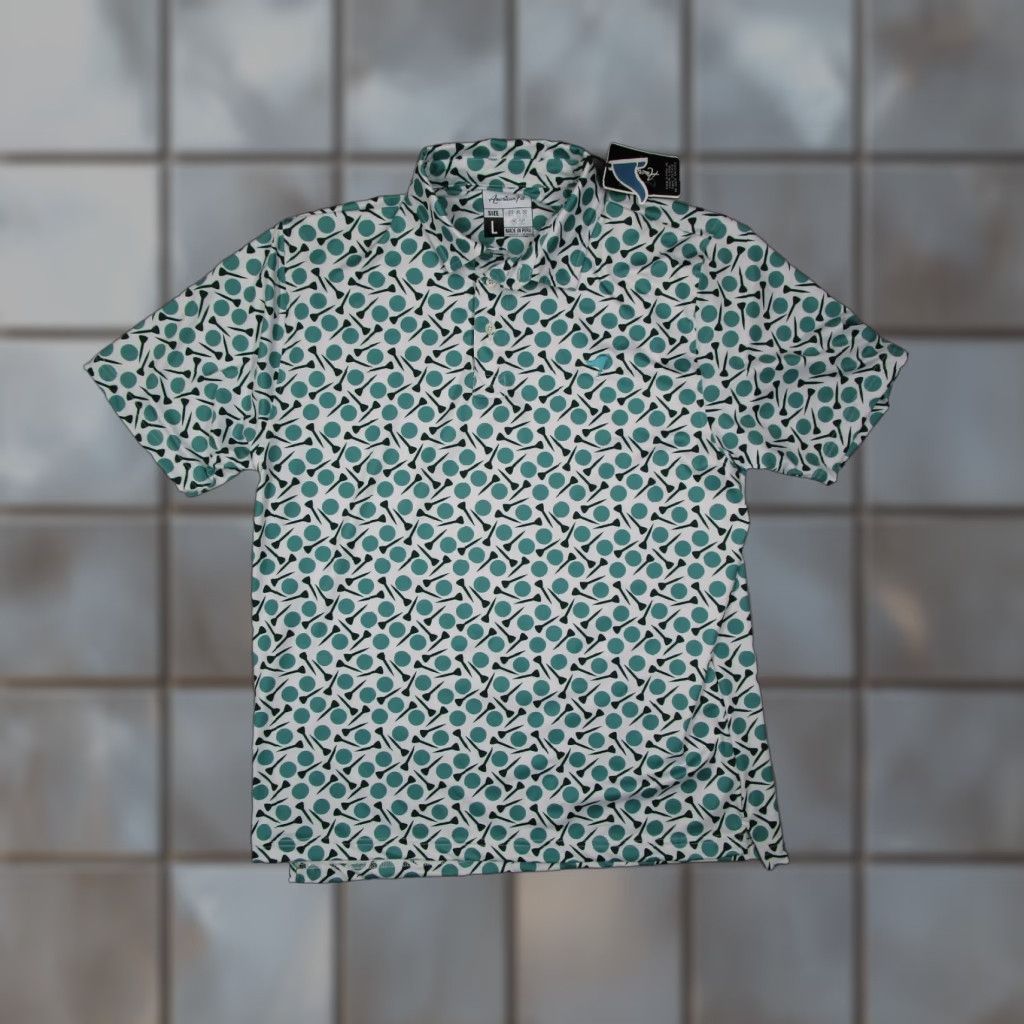 Vintage American Fit Golf Polo Mens Large Green Freddie Performance UPF Travel Resort Size US L / EU 52-54 / 3 - 1 Thumbnail